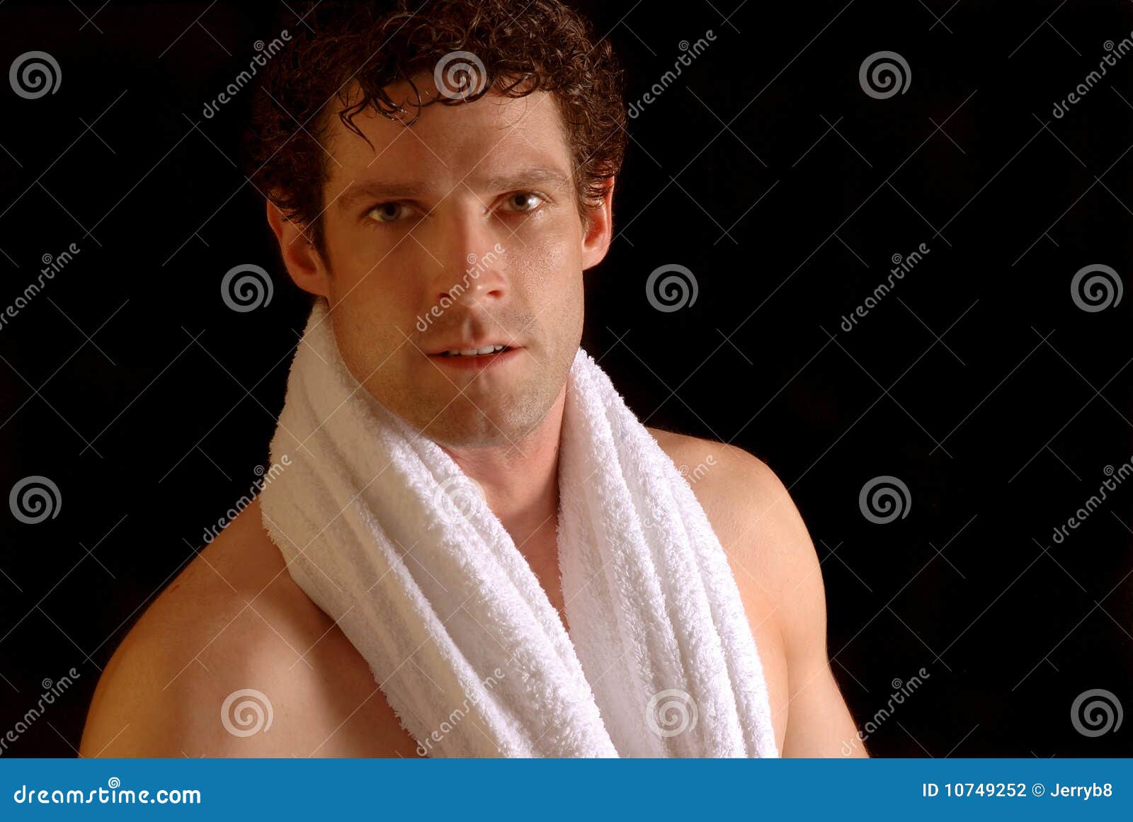 Man with bath towel stock photo. Image of neck, bath 10749252