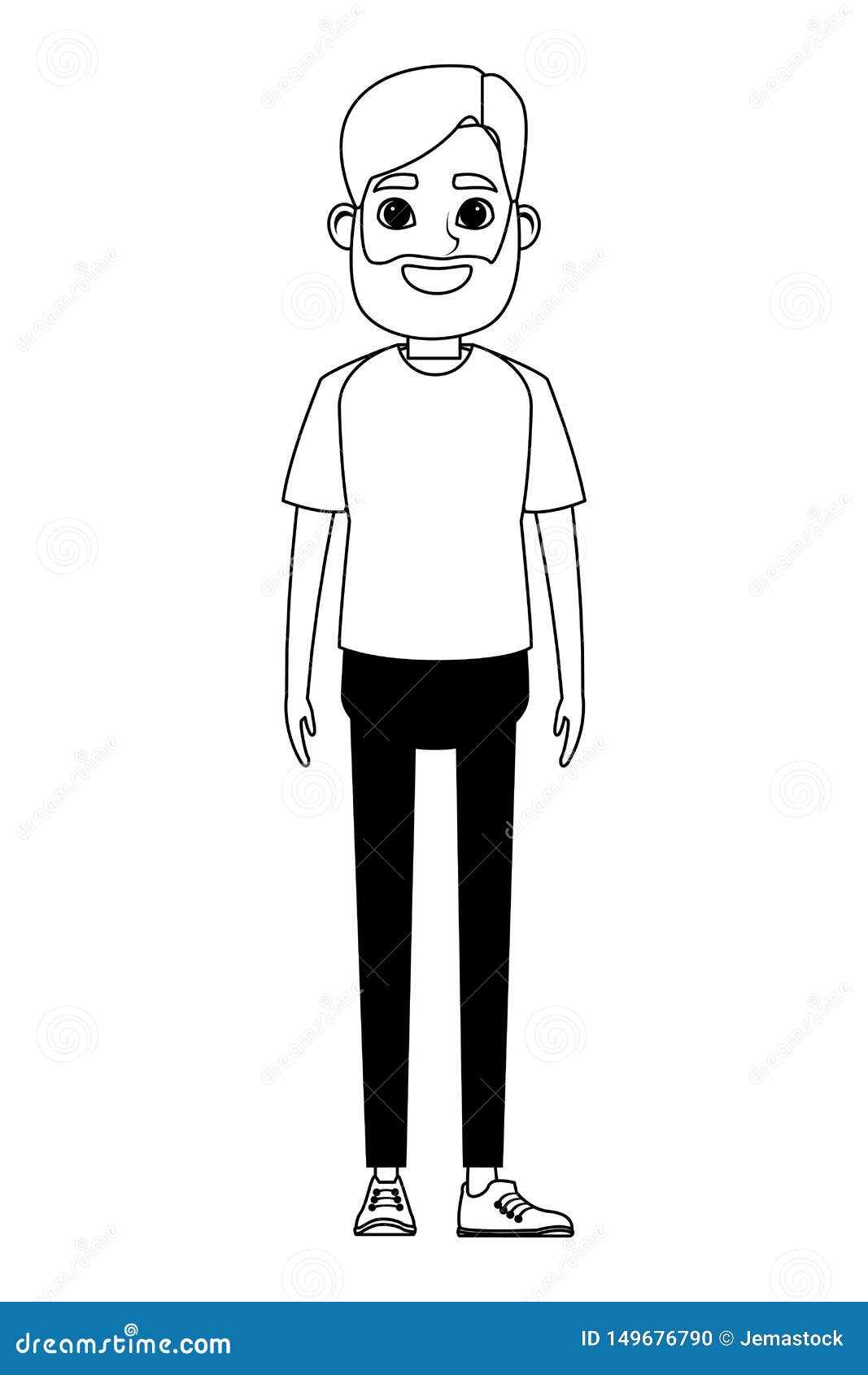 Man with Beard Avatar Cartoon Character Black and White Stock Vector - Illustration of pants, casual: 149676790 Man with Beard Avatar Cartoon Character Black and White Stock Vector - Illustration of pants, casual: 149676790