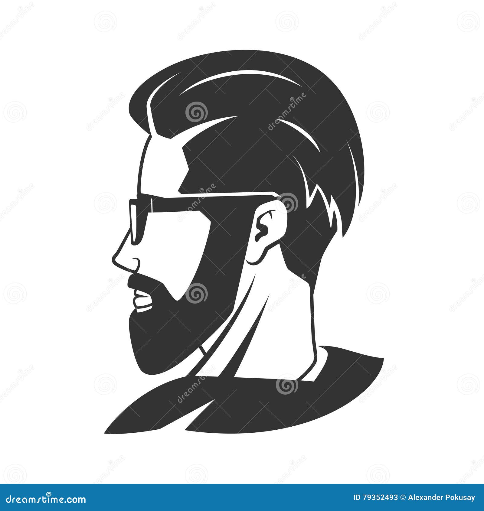 Man With Beard Hipster Barbershop Vector Emblem Stock 