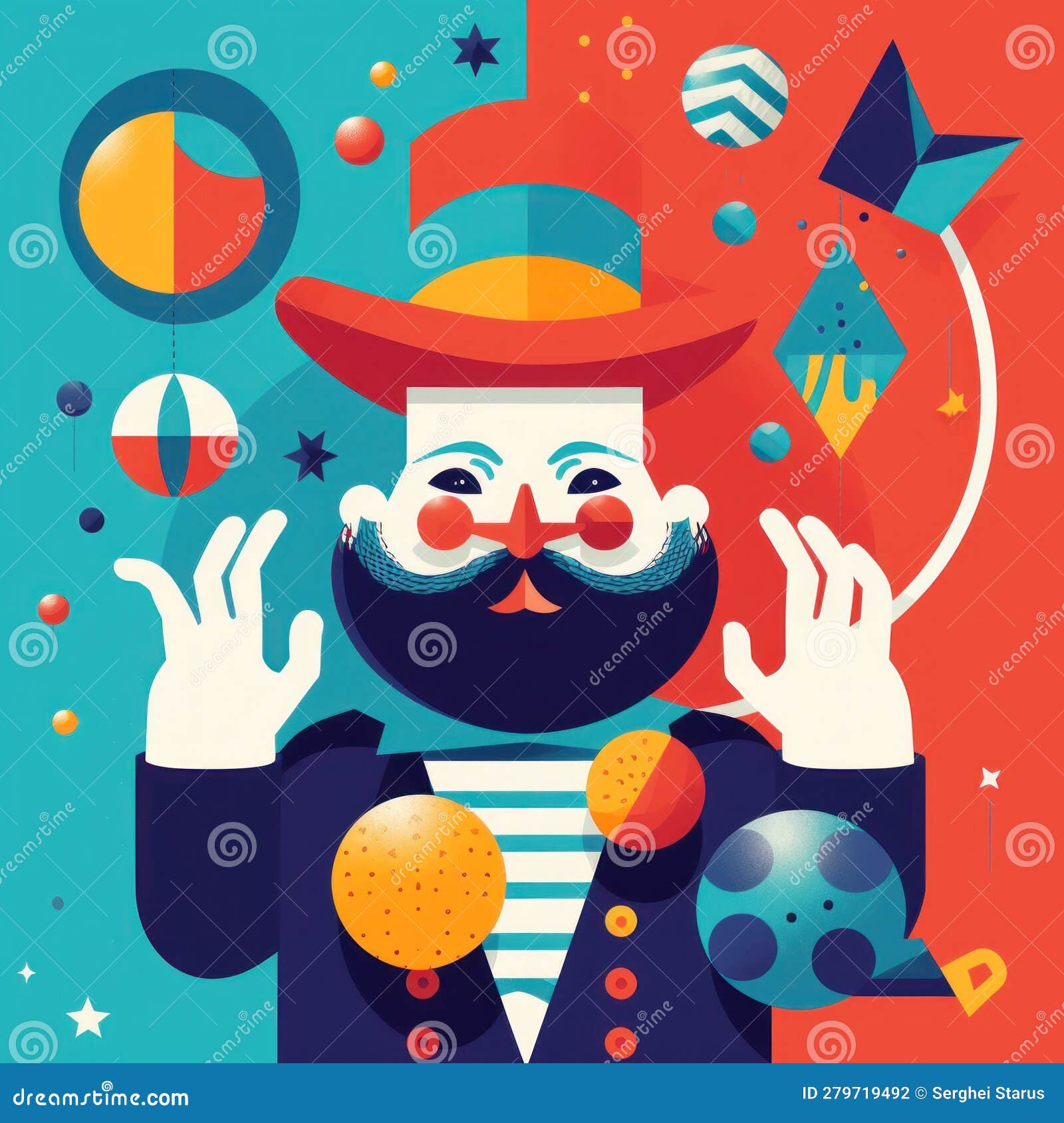 A Man with a Beard and a Mustache is Juggling Around. Generative AI