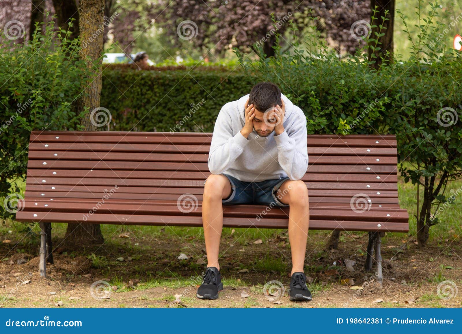 Man on the Bench with Depressive Attitude Stock Image - Image of casual ...