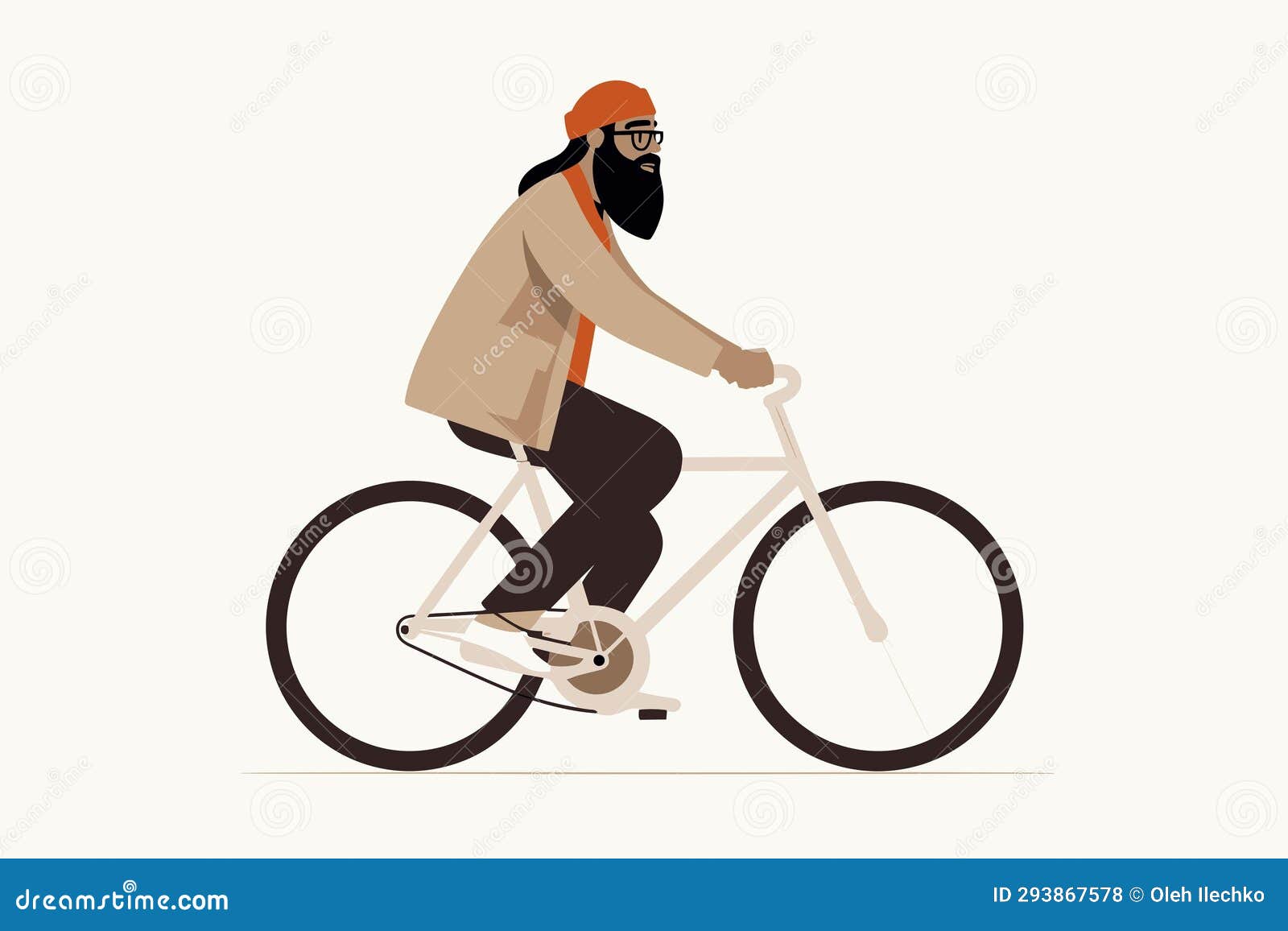 man on bicicle  flat minimalistic  