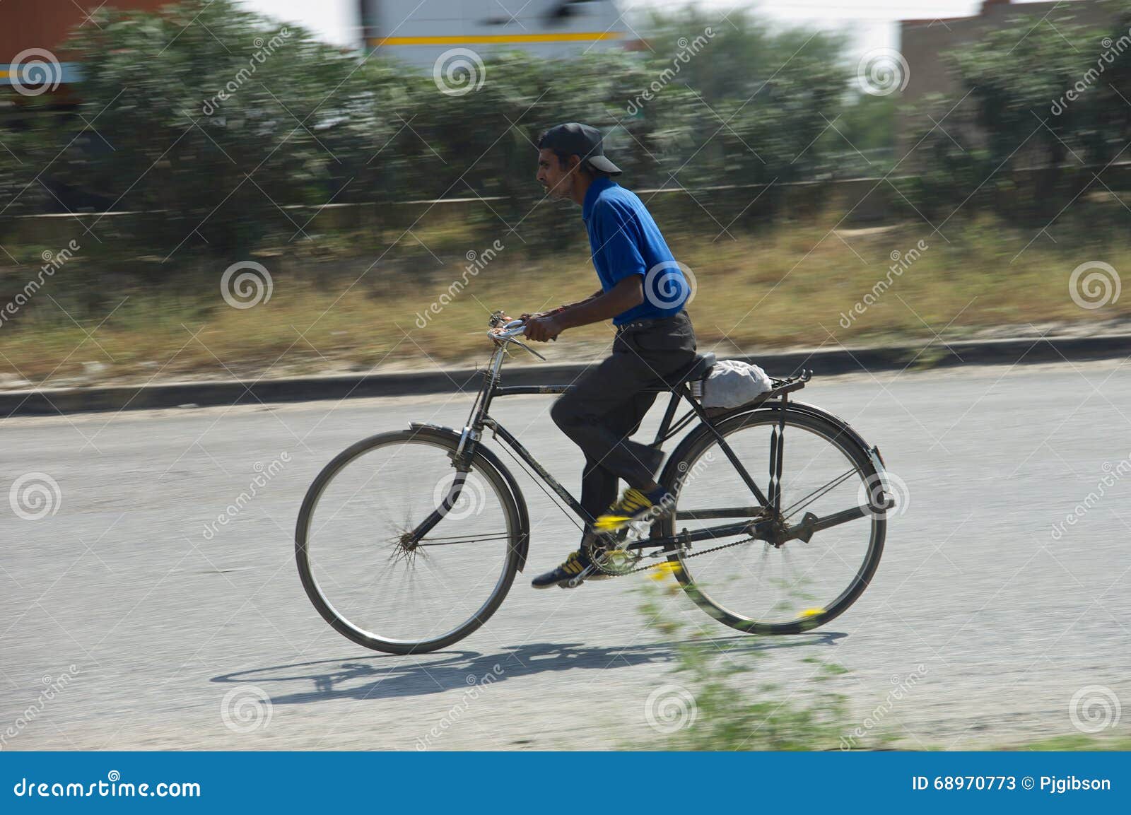 Man and Bicycle on Motorway India Editorial Stock Photo Image of