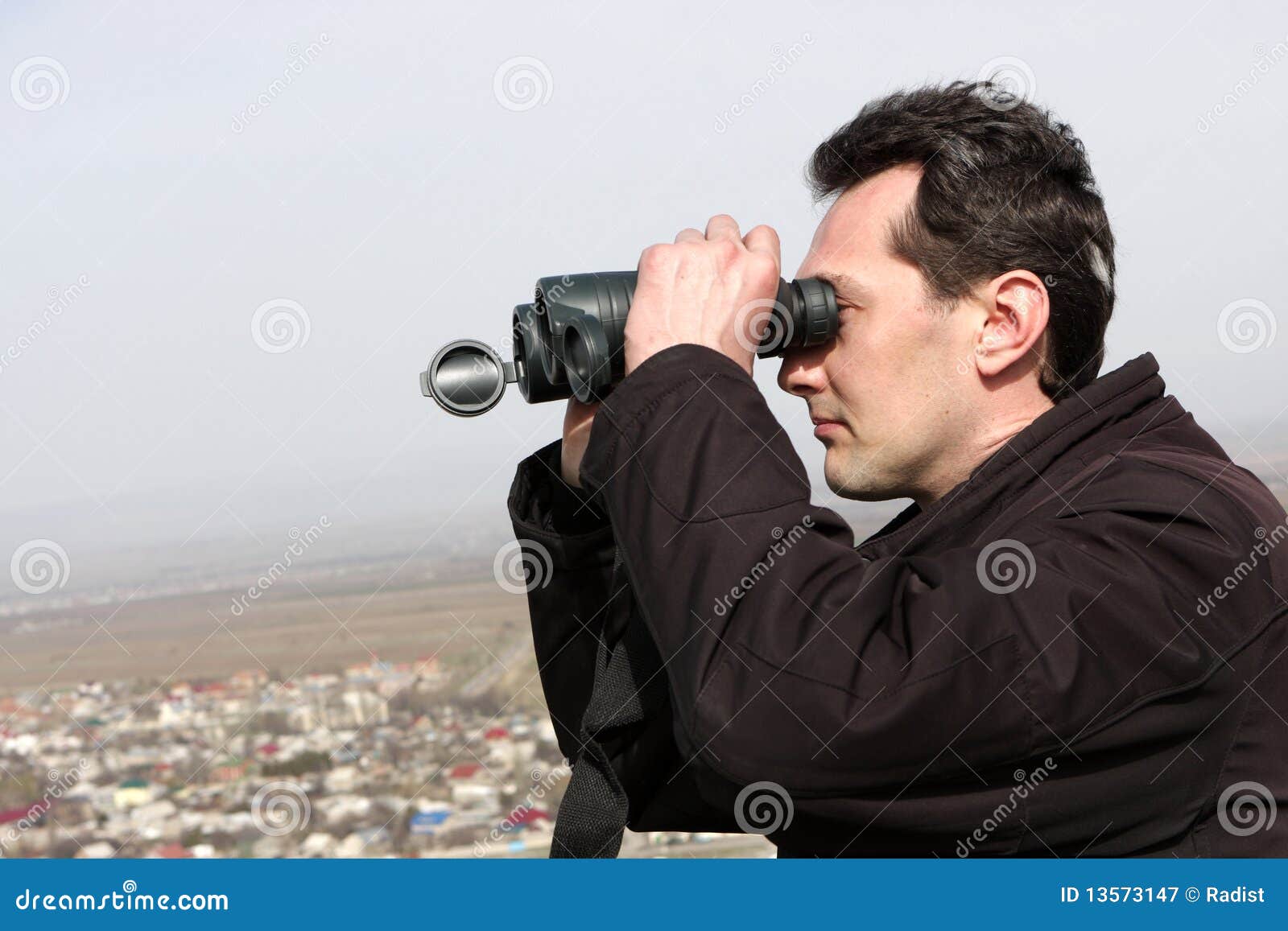 Man with binoculars stock image. Image of pursuit, vacations 13573147