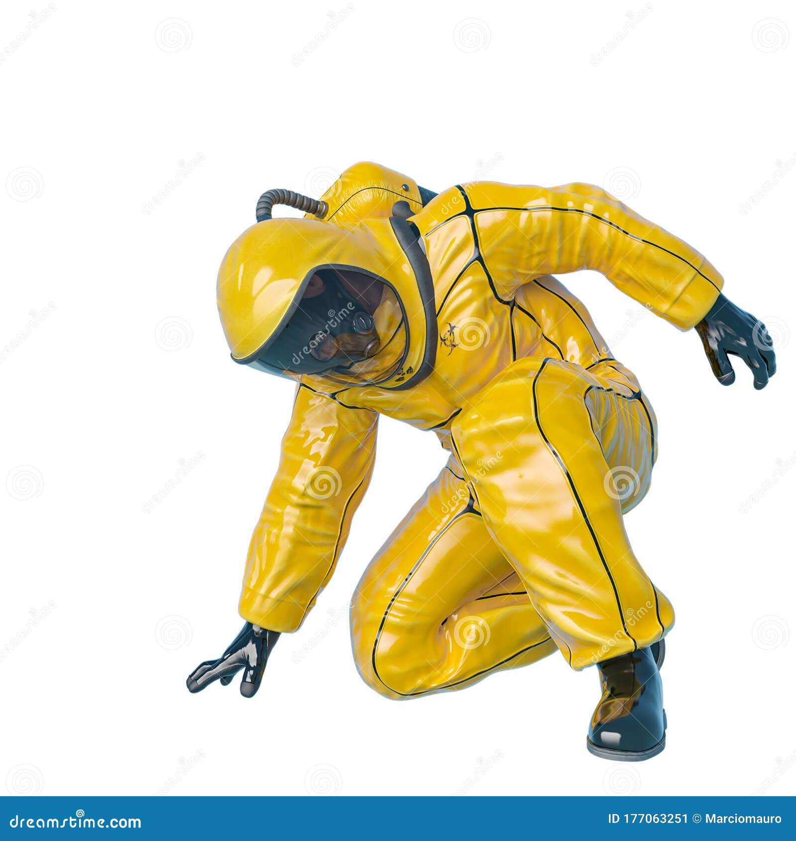 Man in a biohazard suit stock illustration. Illustration of biological