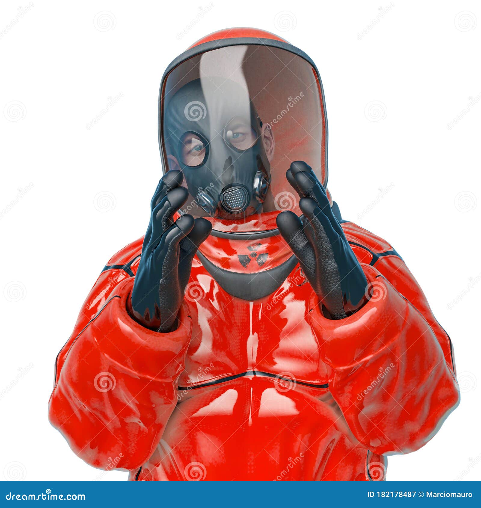 Man in a Biohazard Suit is Explaining Stock Illustration - Illustration