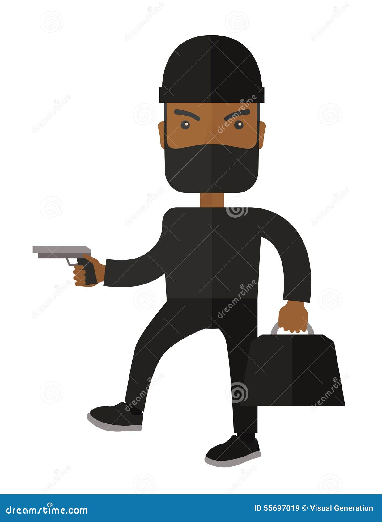 Man in black stock vector. Illustration of ethnic, crime - 55697019