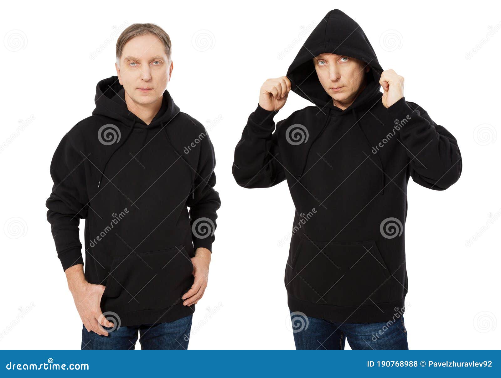 Download Man In Black Hoodie Hoody Set Front View, Hoody Mockup ...