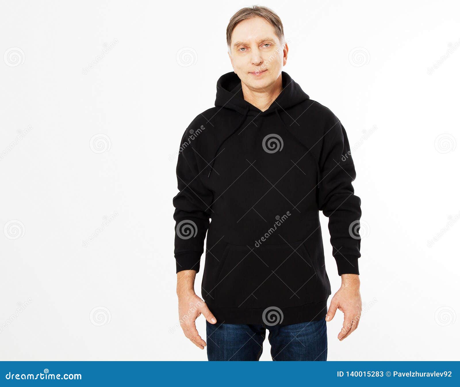 Download Man In A Black Hoodie Isolated On White Background Mock Up ...