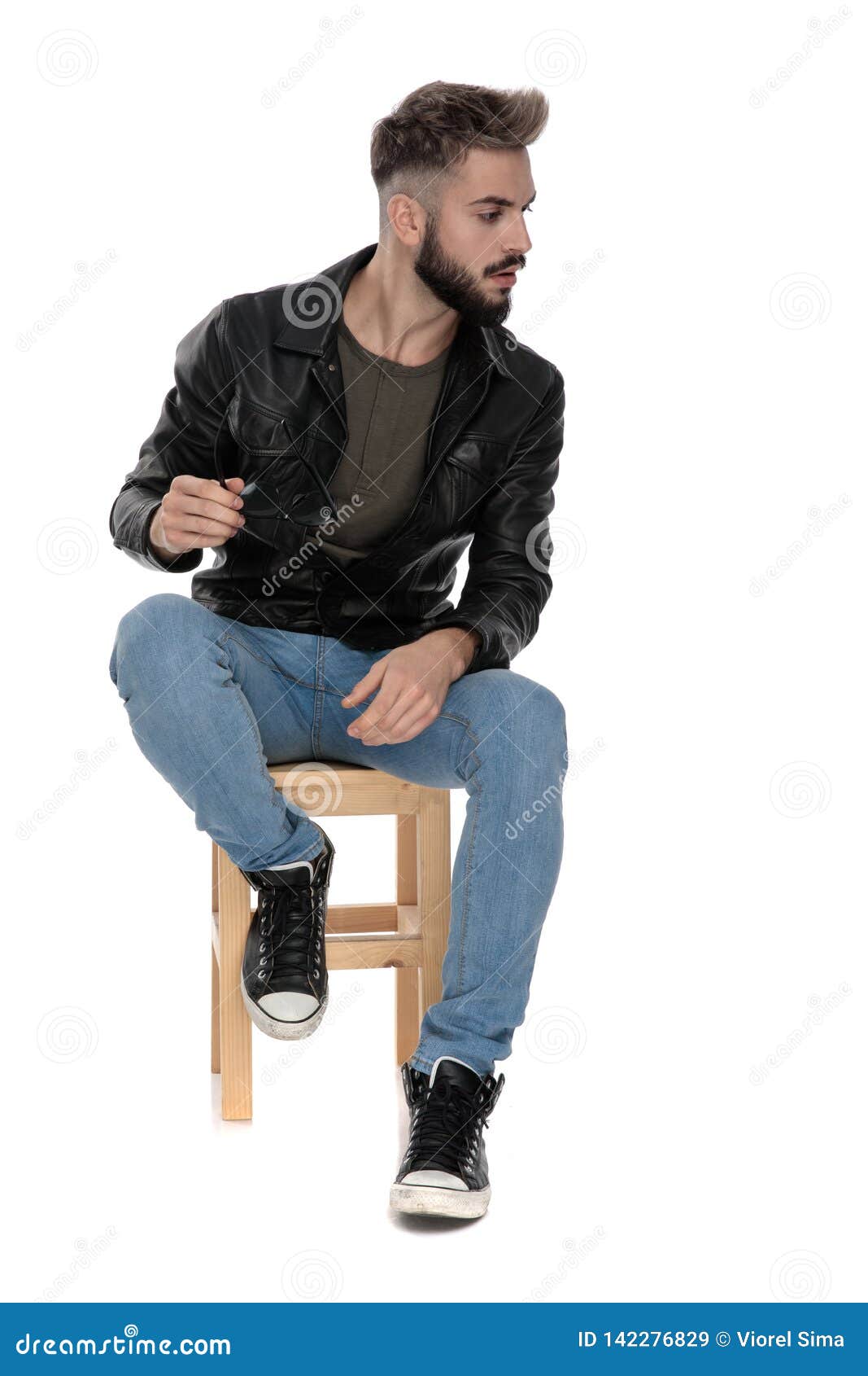 Man Putting His Sunglasses on or Off while Looking Away Stock Image ...