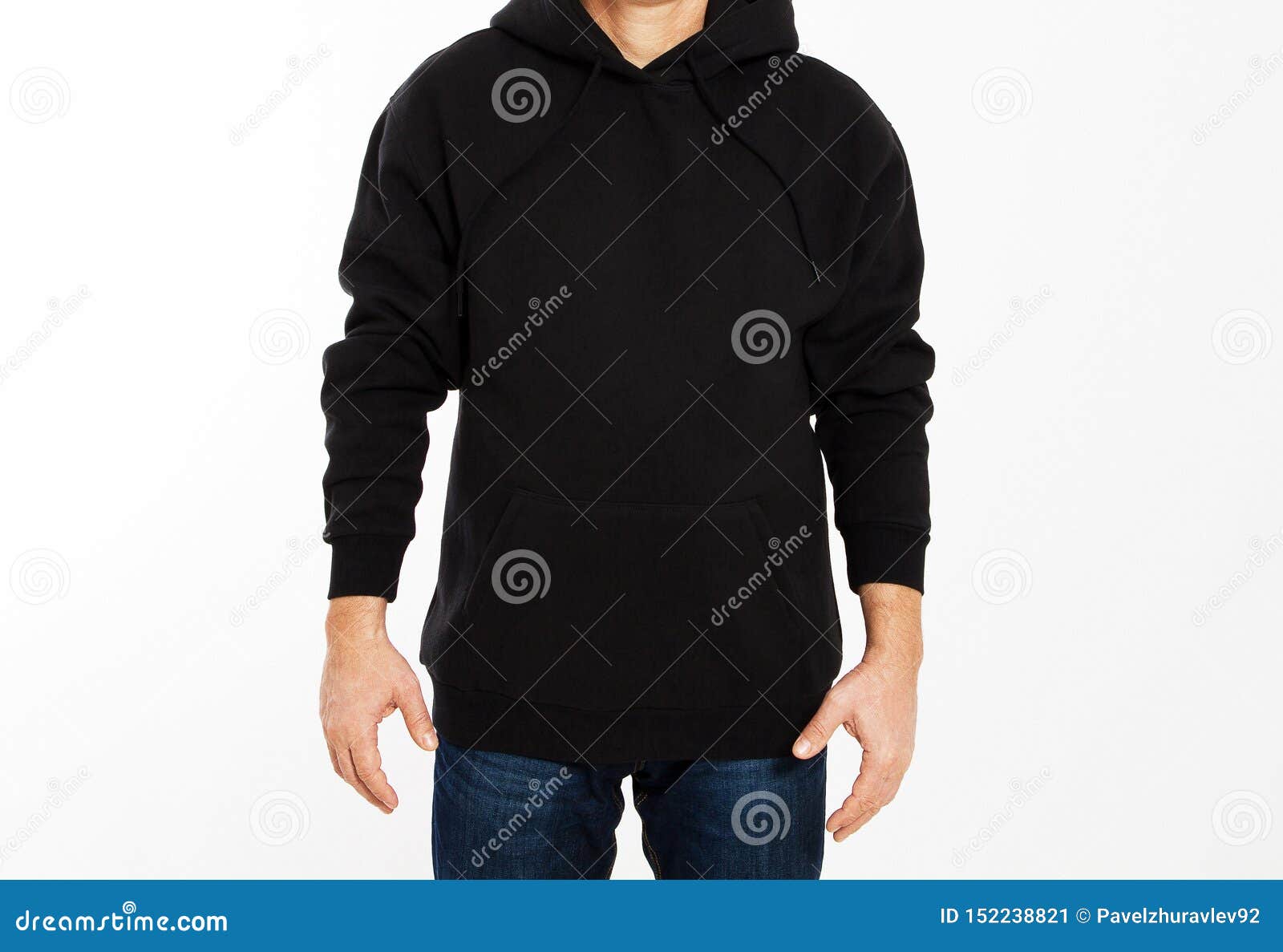Download Man In Black Sweatshirt On White Background - Male Hoodie ...