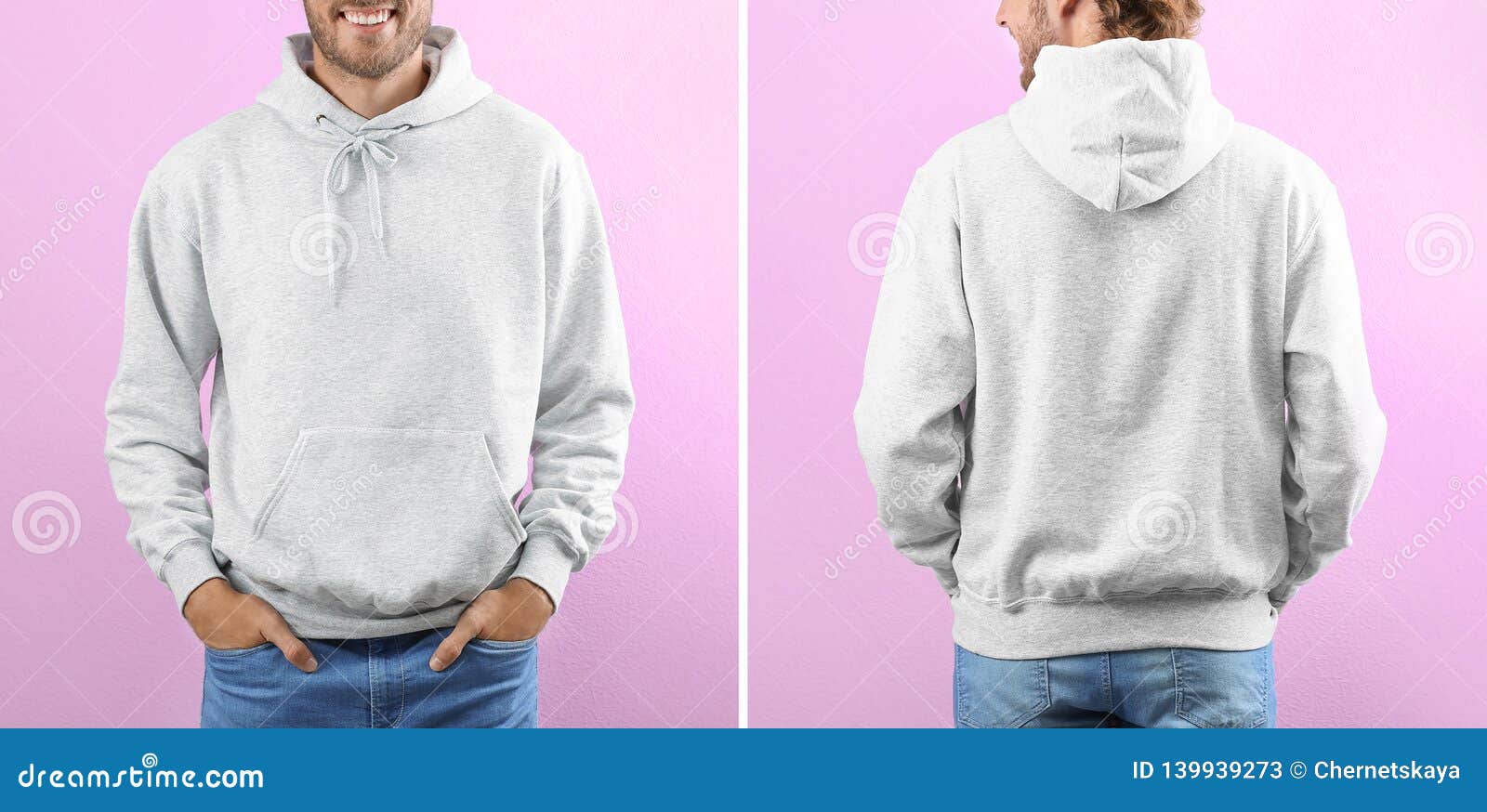 Download Man In Blank Hoodie Sweater On Color Background, Closeup ...