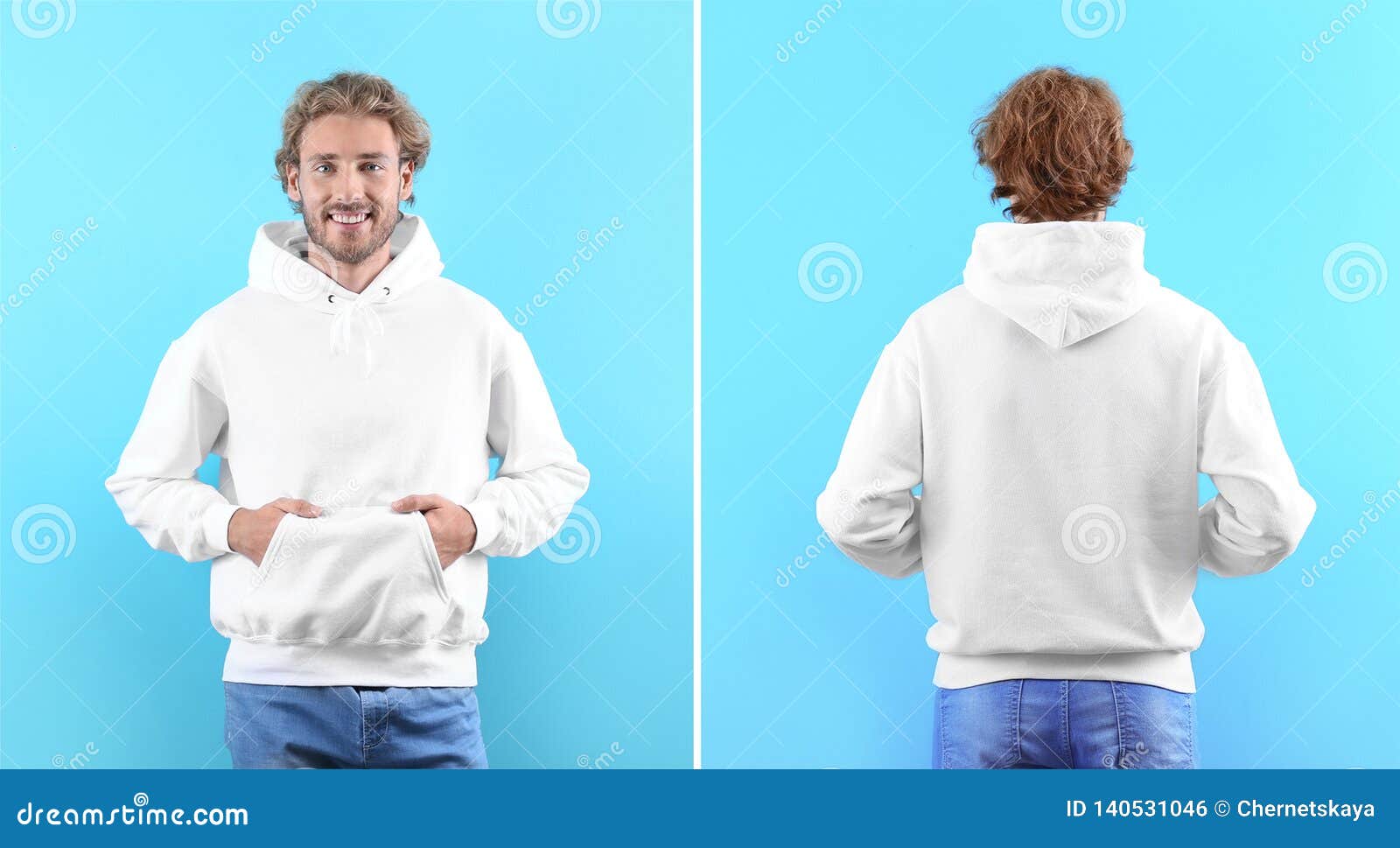 Download Man In Blank Hoodie Sweater On Color Background, Front And ...
