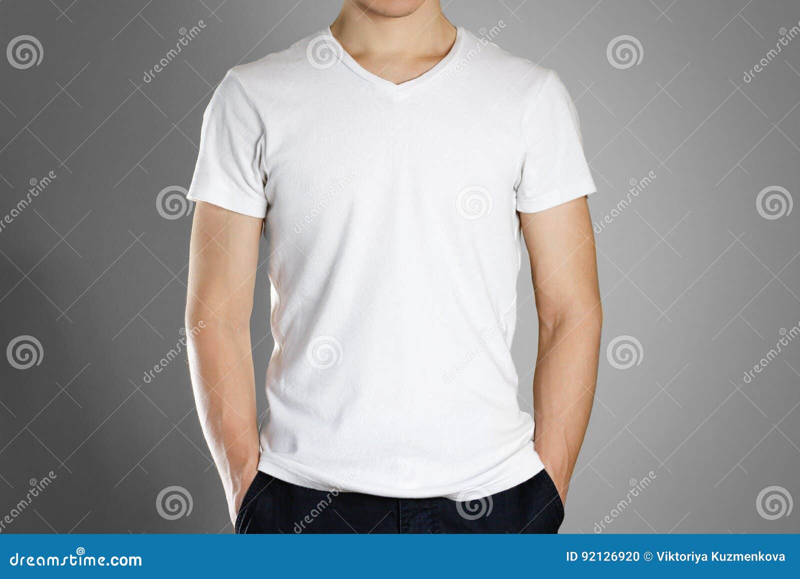 Man in Blank White T-shirt. Front. Ready for Your Design Stock Photo ...