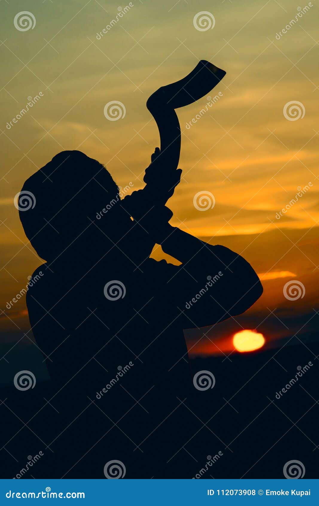 the shofar horn sunset