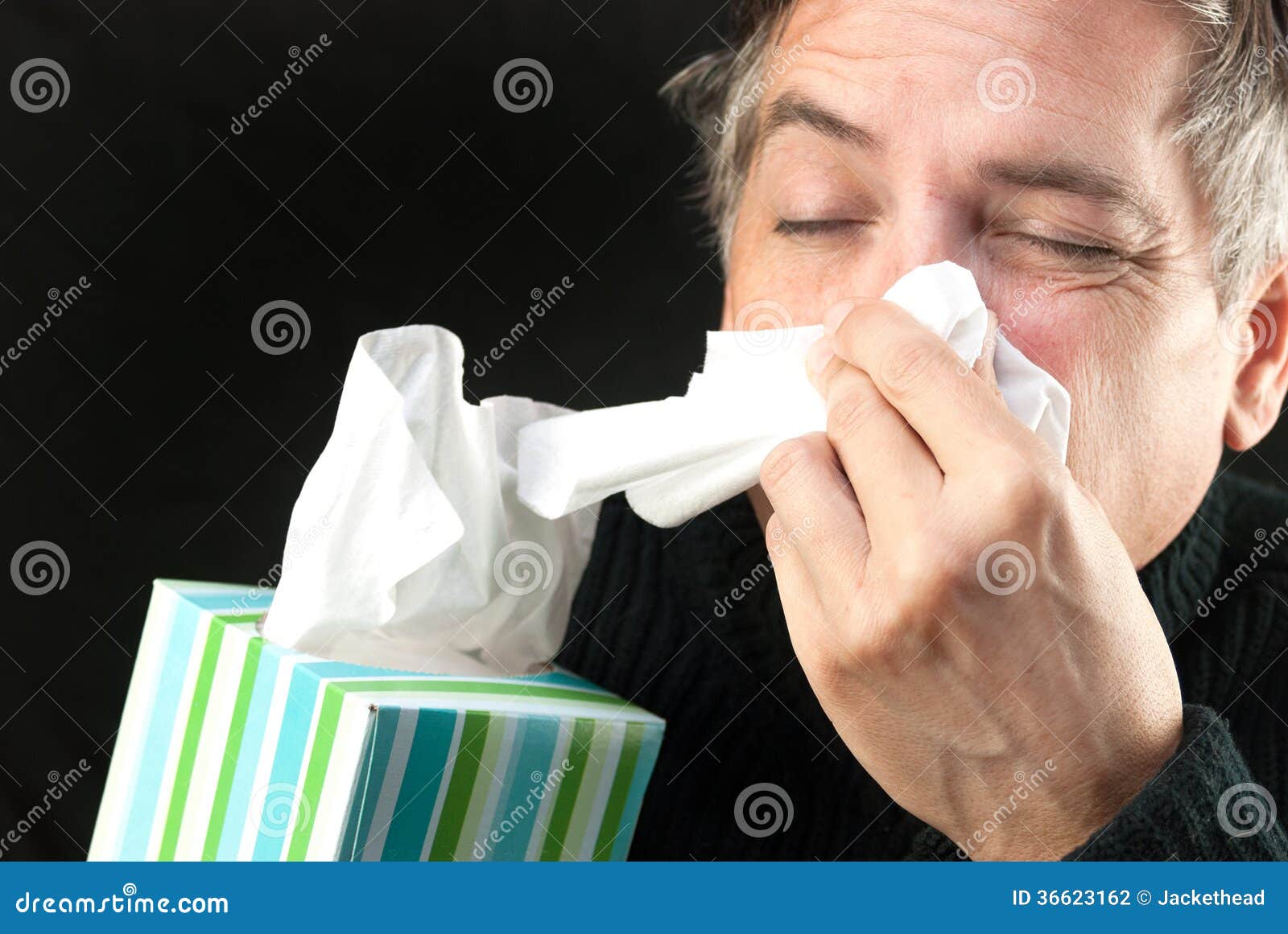 Man Blows Nose stock photo. Image of rest, health, sadness 36623162