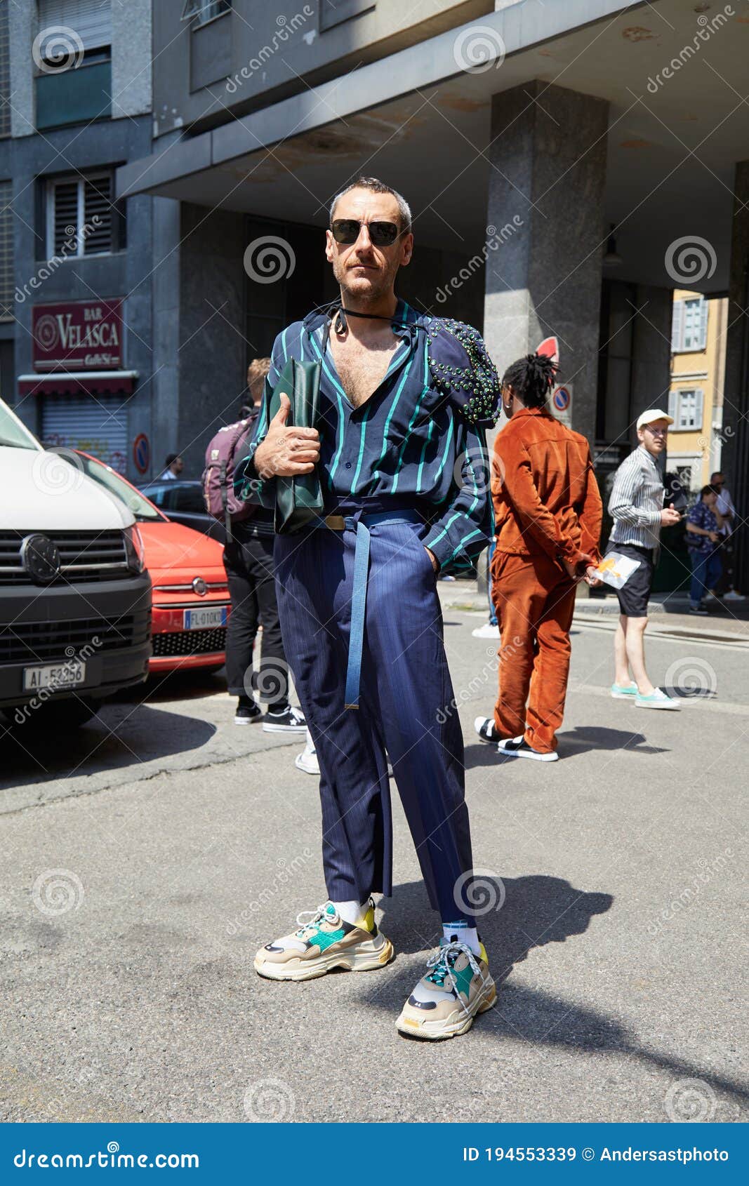 Man with Blue and Green Striped Shirt and Balenciaga Shoes before Marni  Fashion Show, Milan Fashion Week Street Editorial Stock Image - Image of  illustrative, sunglasses: 194553339