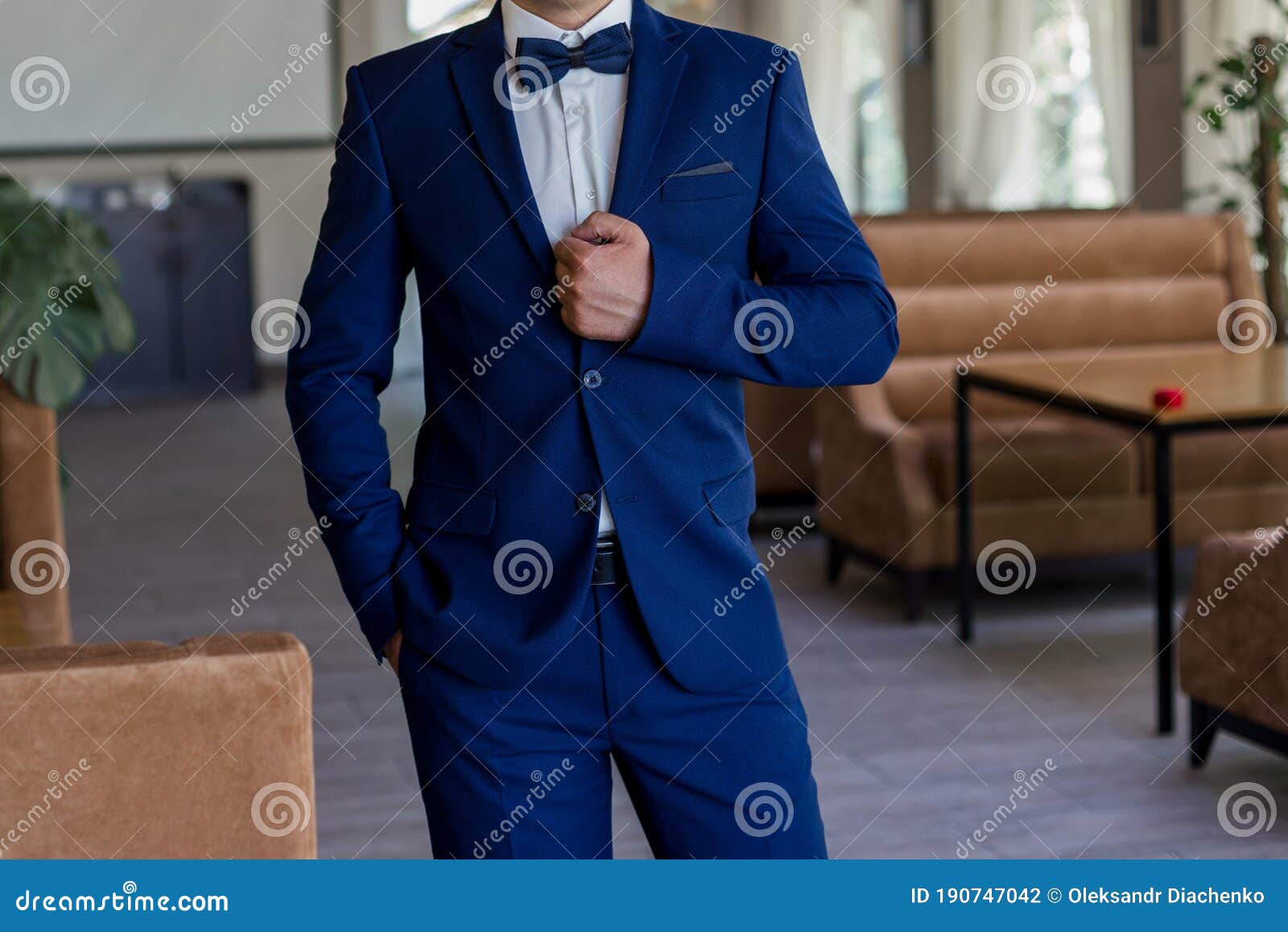 Man in Blue Suit and Bow Tie Stock Photo Image of fashion, blue 190747042