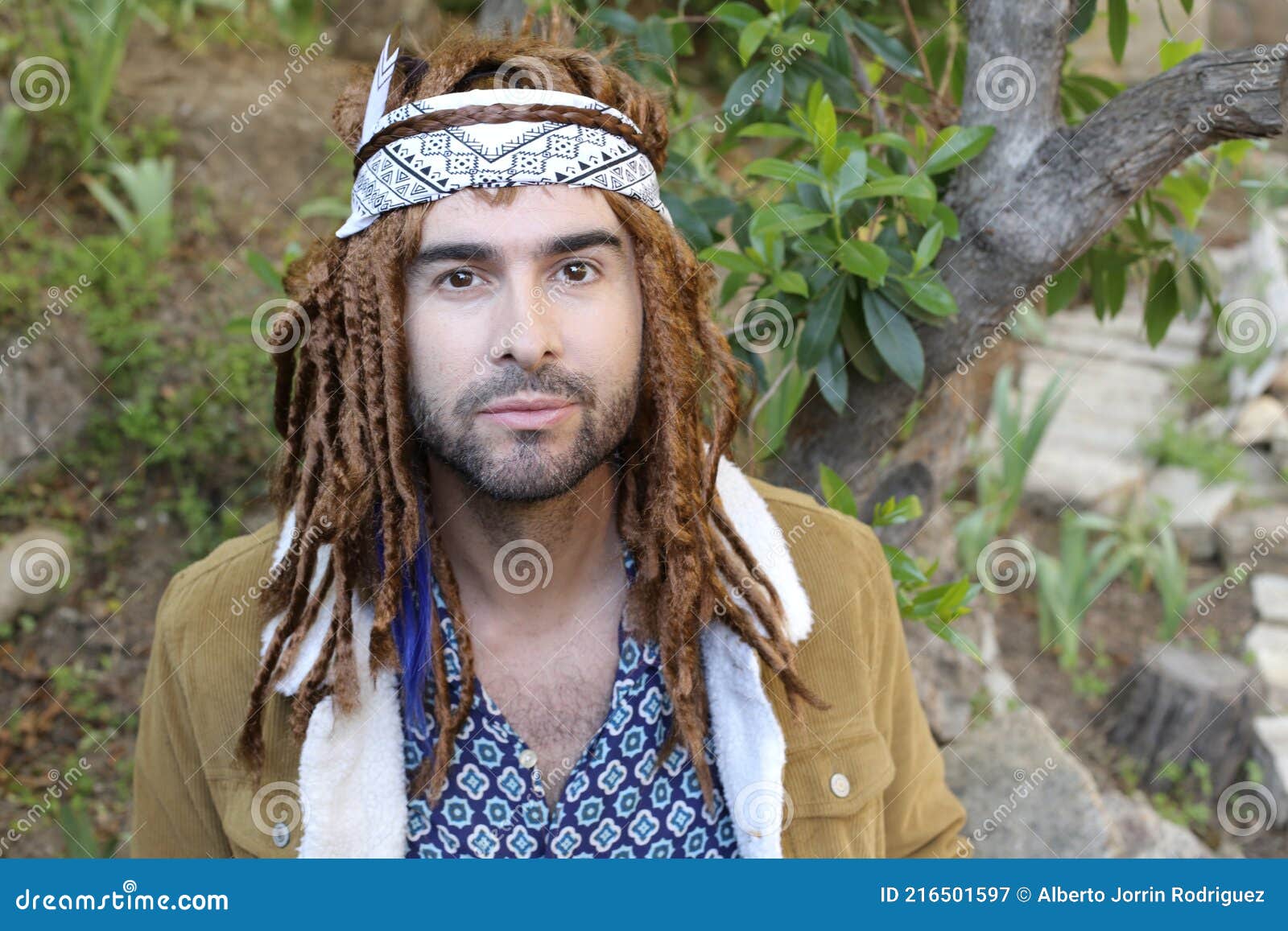 Man with Bohemian Retro Style Ready for Coachella Music Festival Stock ...