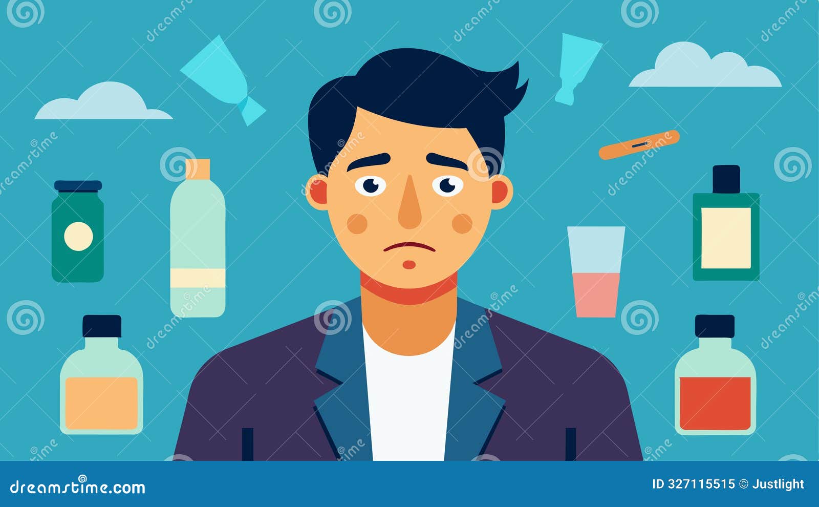 a man is bombarded with ads for expensive grooming products leading him to believe that only a specific appearance is