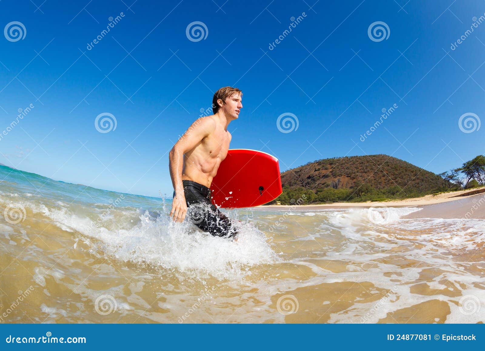 Man with Boogie Board at the Beach Stock Image - Image of energy, risky ...