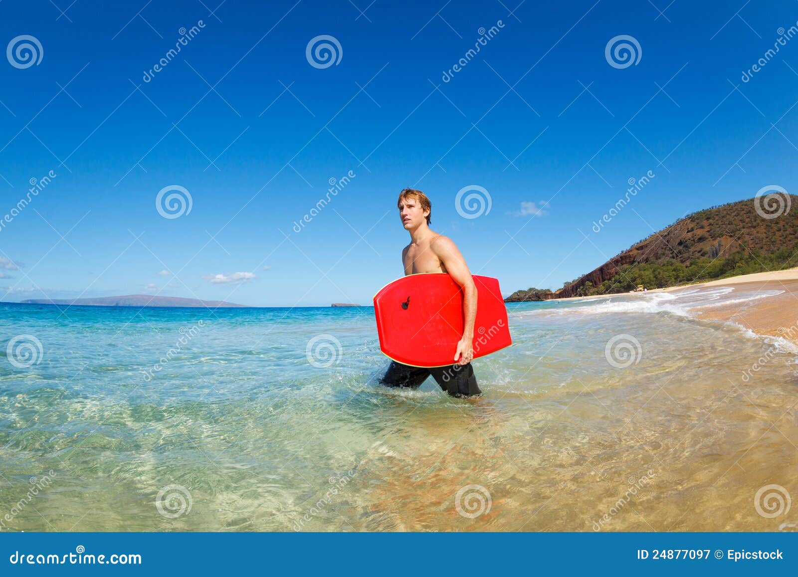 Man with Boogie Board at the Beach Stock Image - Image of exercise ...