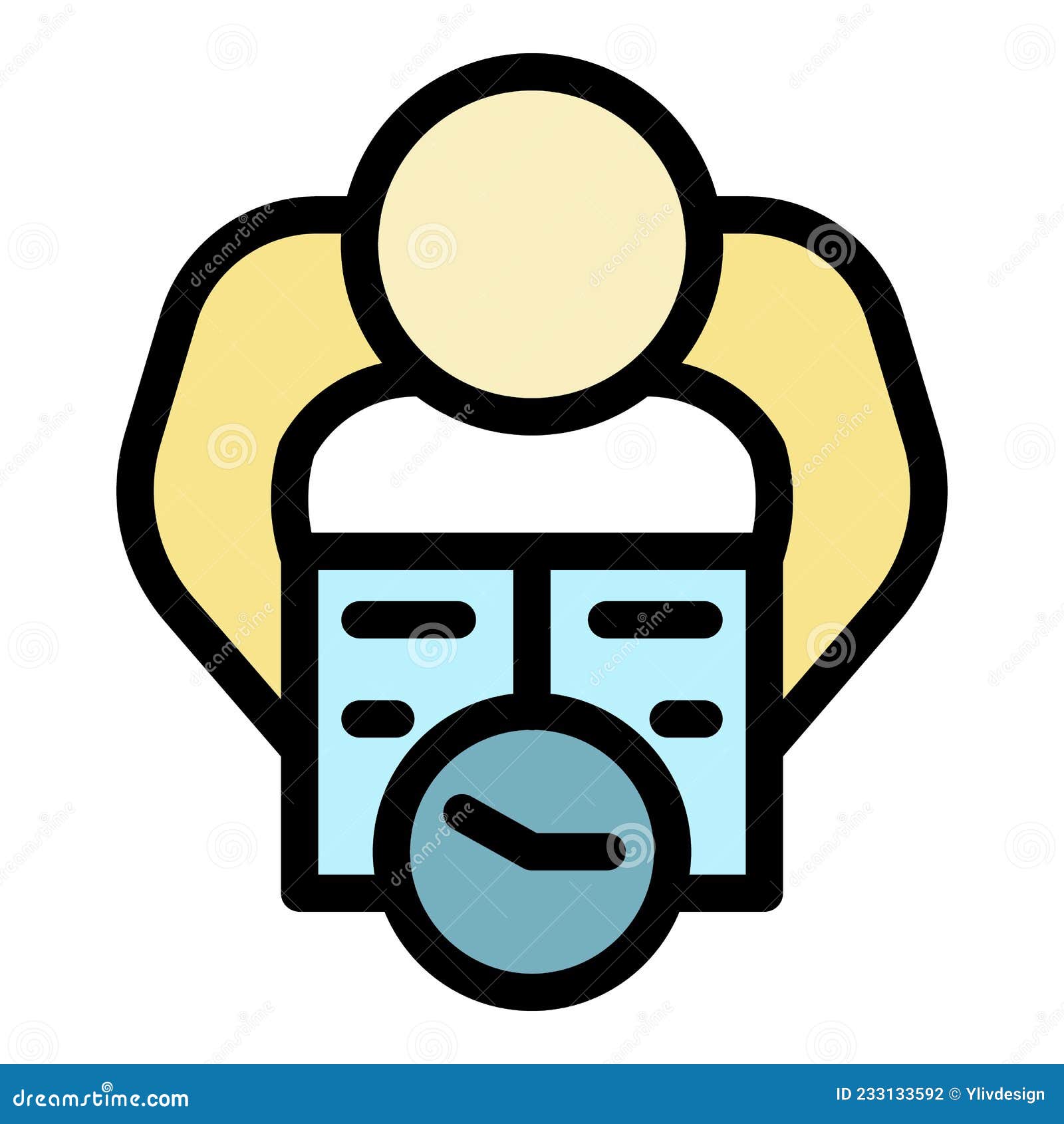 Man with Book Top View Icon Color Outline Vector Stock Vector
