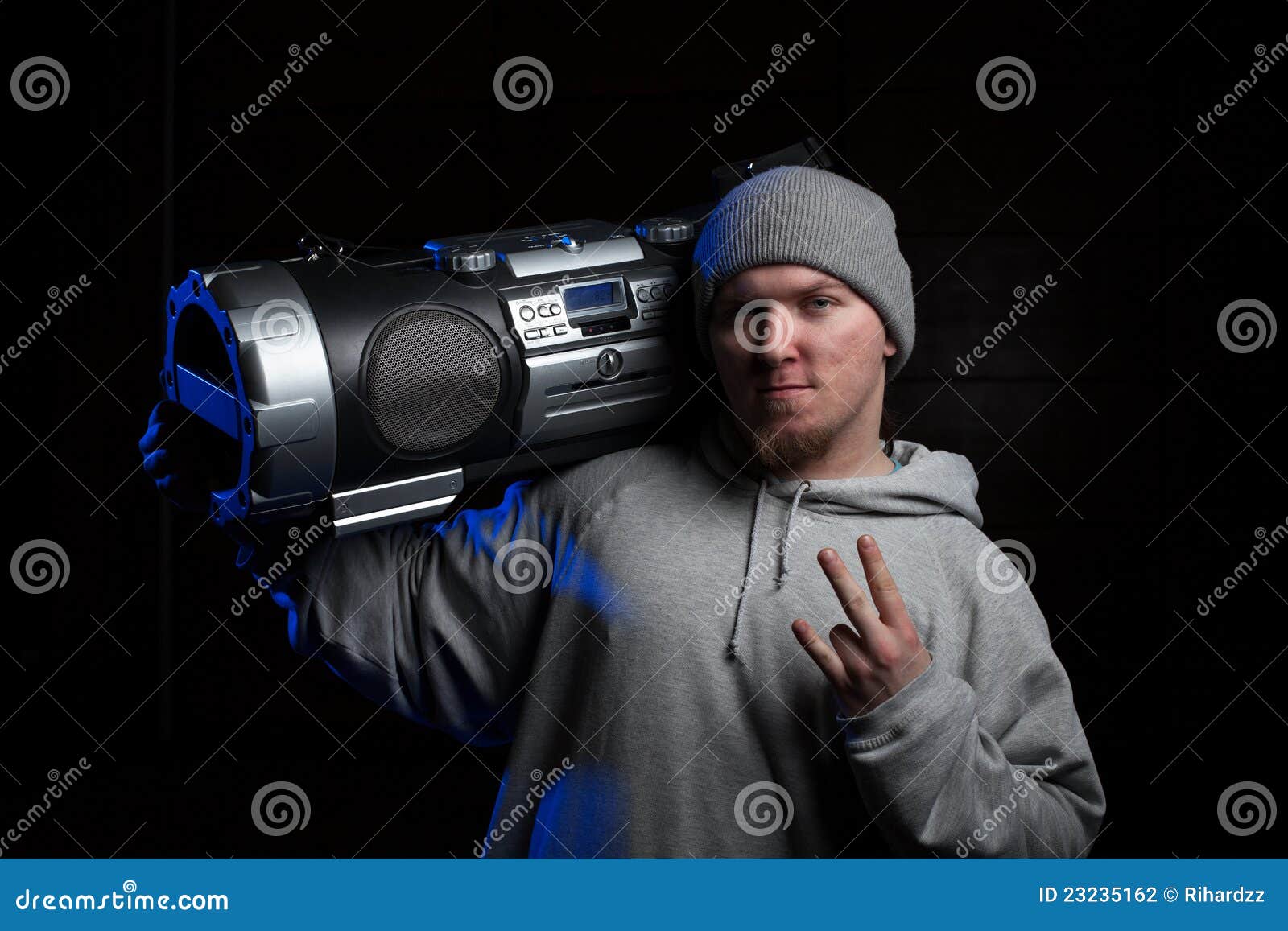 Man with boombox stock photo. Image of boombox, object 23235162