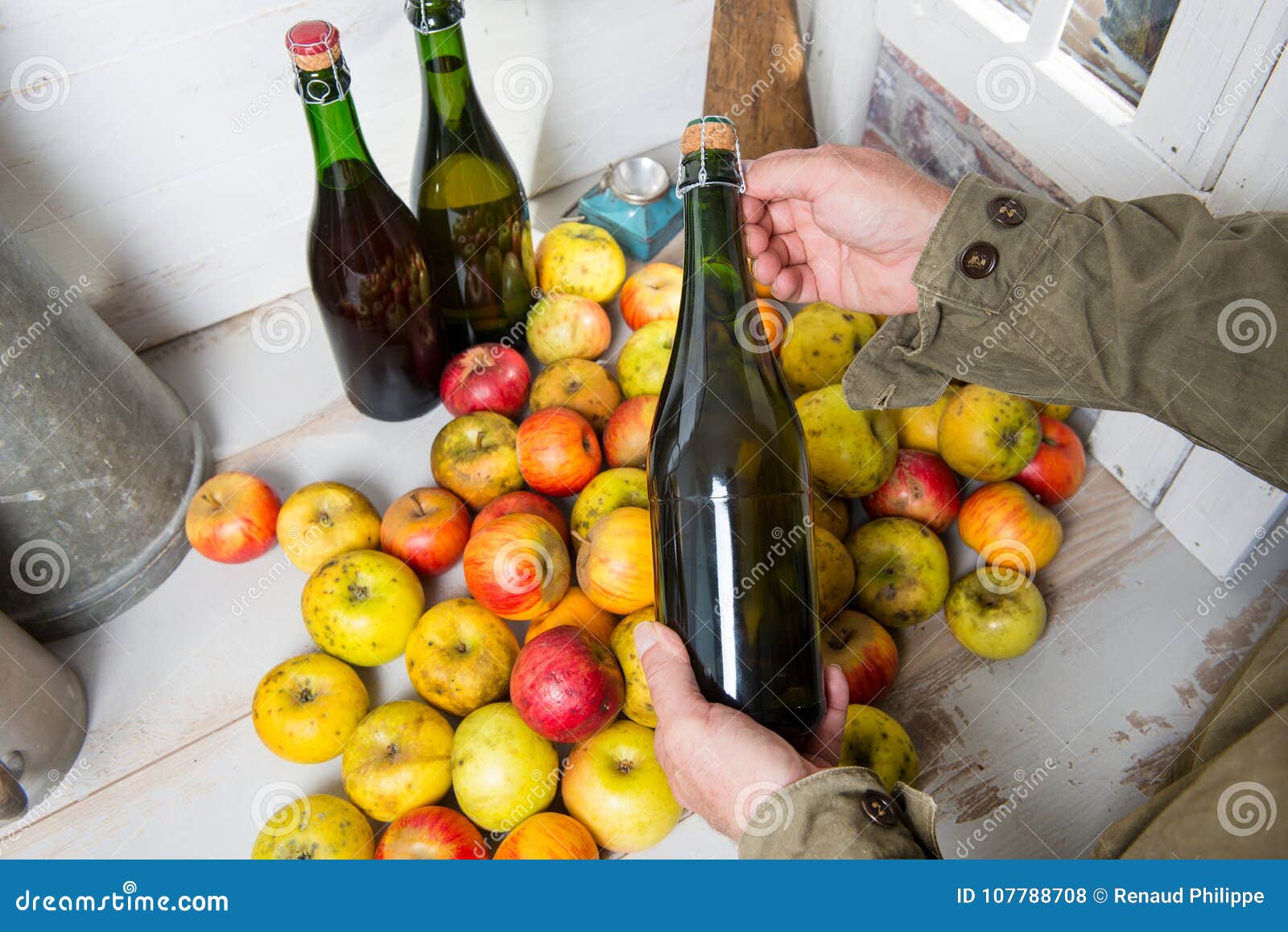 Man with a Bottle of Cider, Closeup Stock Photo Image of healthy, beverage 107788708