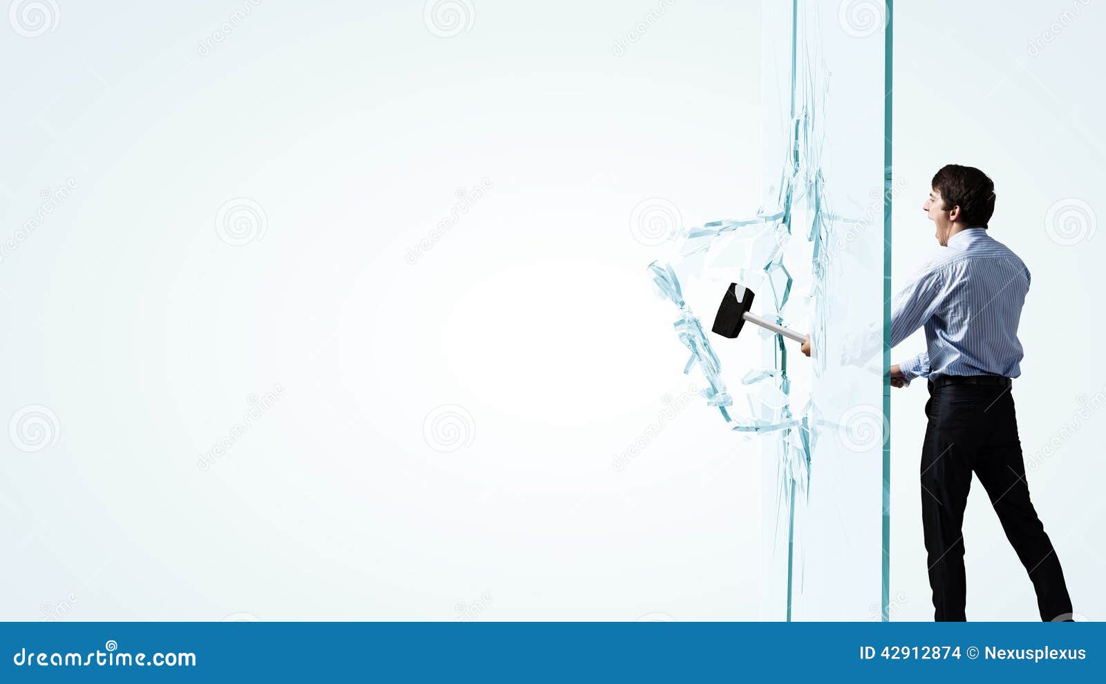 Man breaking glass stock photo. Image of force, power 42912874