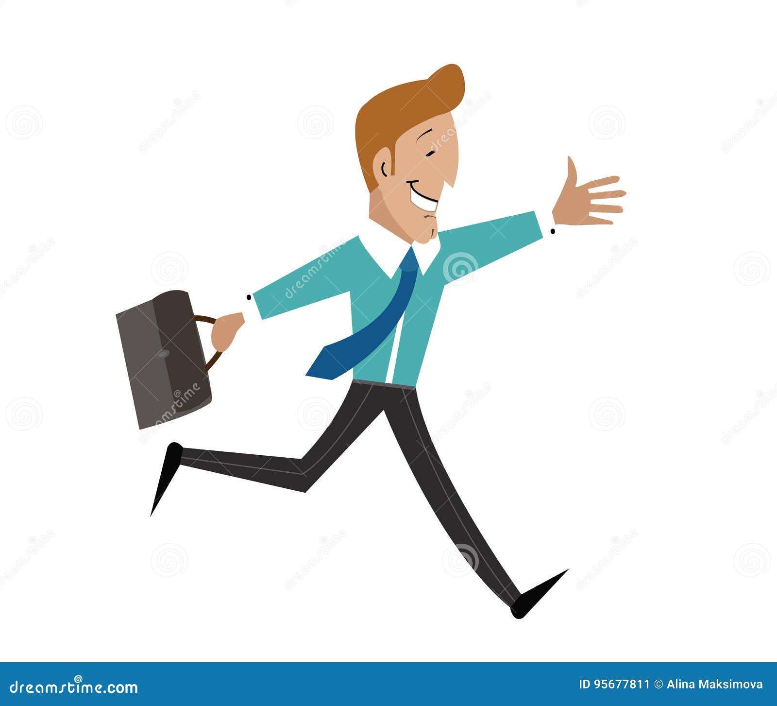A Man with a Briefcase is Running. Businessman Stock Vector - Illustration  of vector, asian: 95677811