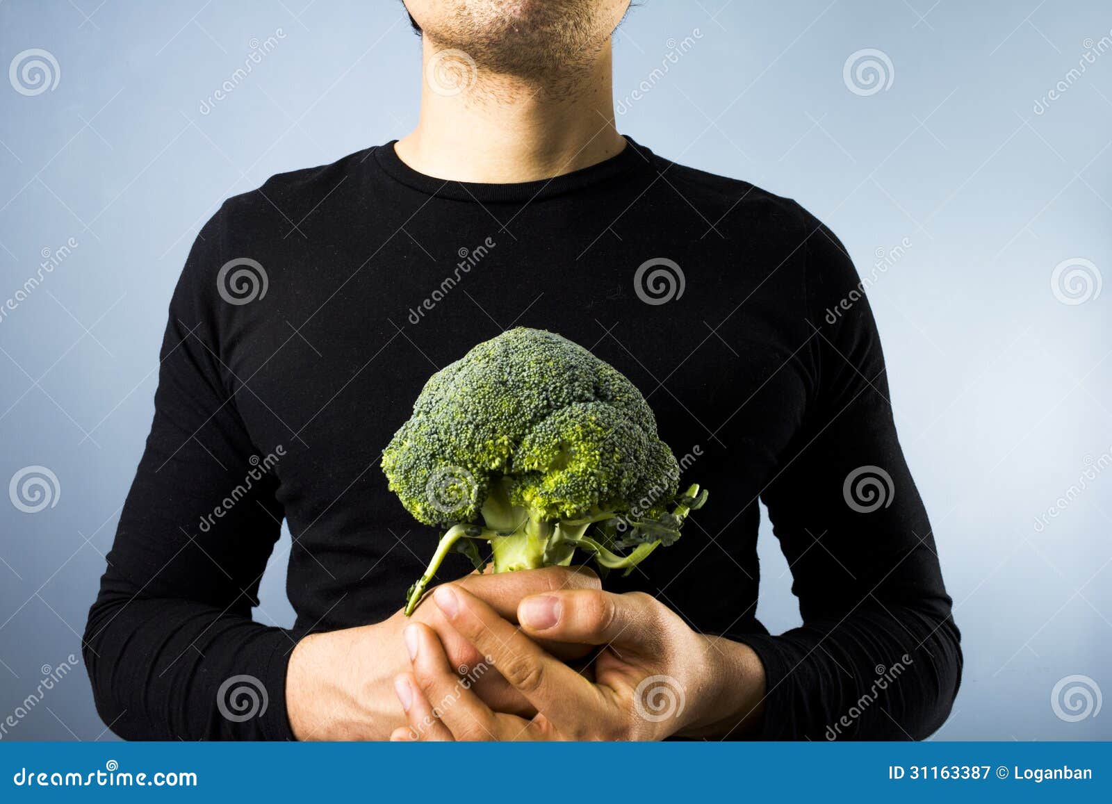 Man with broccoli stock image. Image of european, latin 31163387