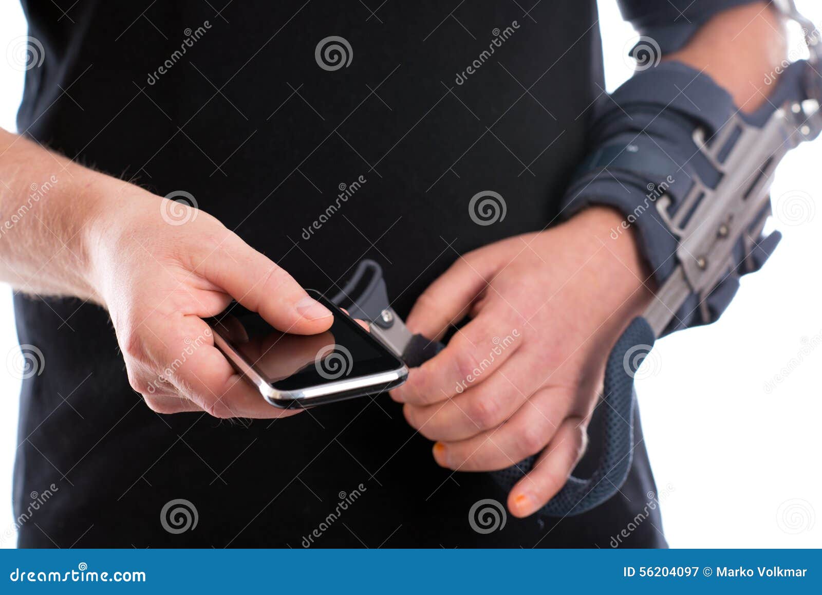 Man with Broken Arm Using Cellphone Stock Image Image of cell, hurt