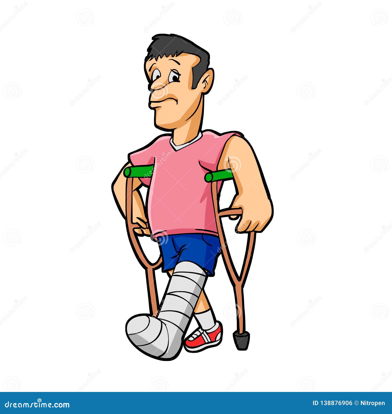 Man with broken leg stock illustration. Illustration of care 138876906
