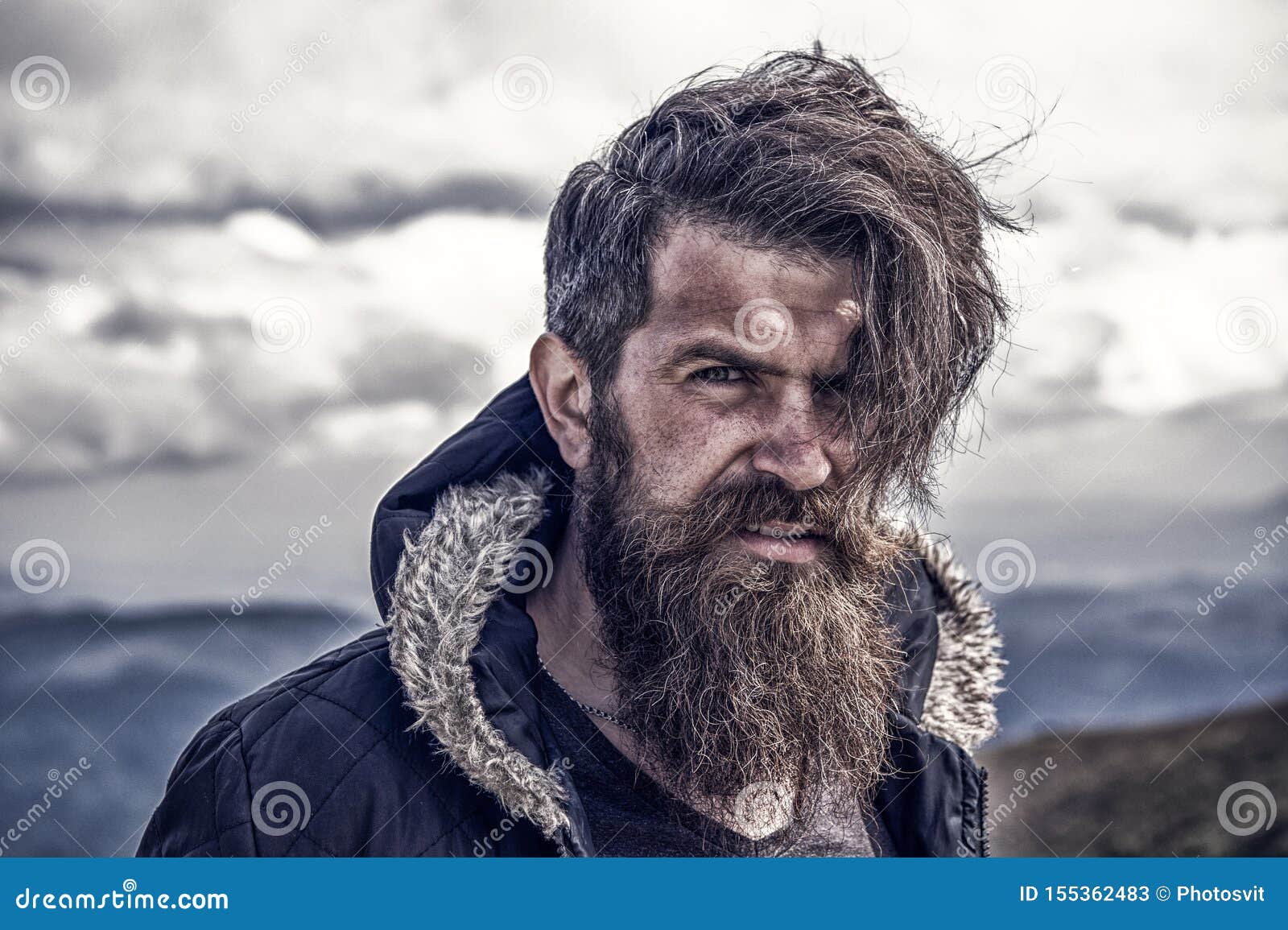 Man with Brutal Bearded Appearance, Brutal Unshaven Man Looks Untidy ...