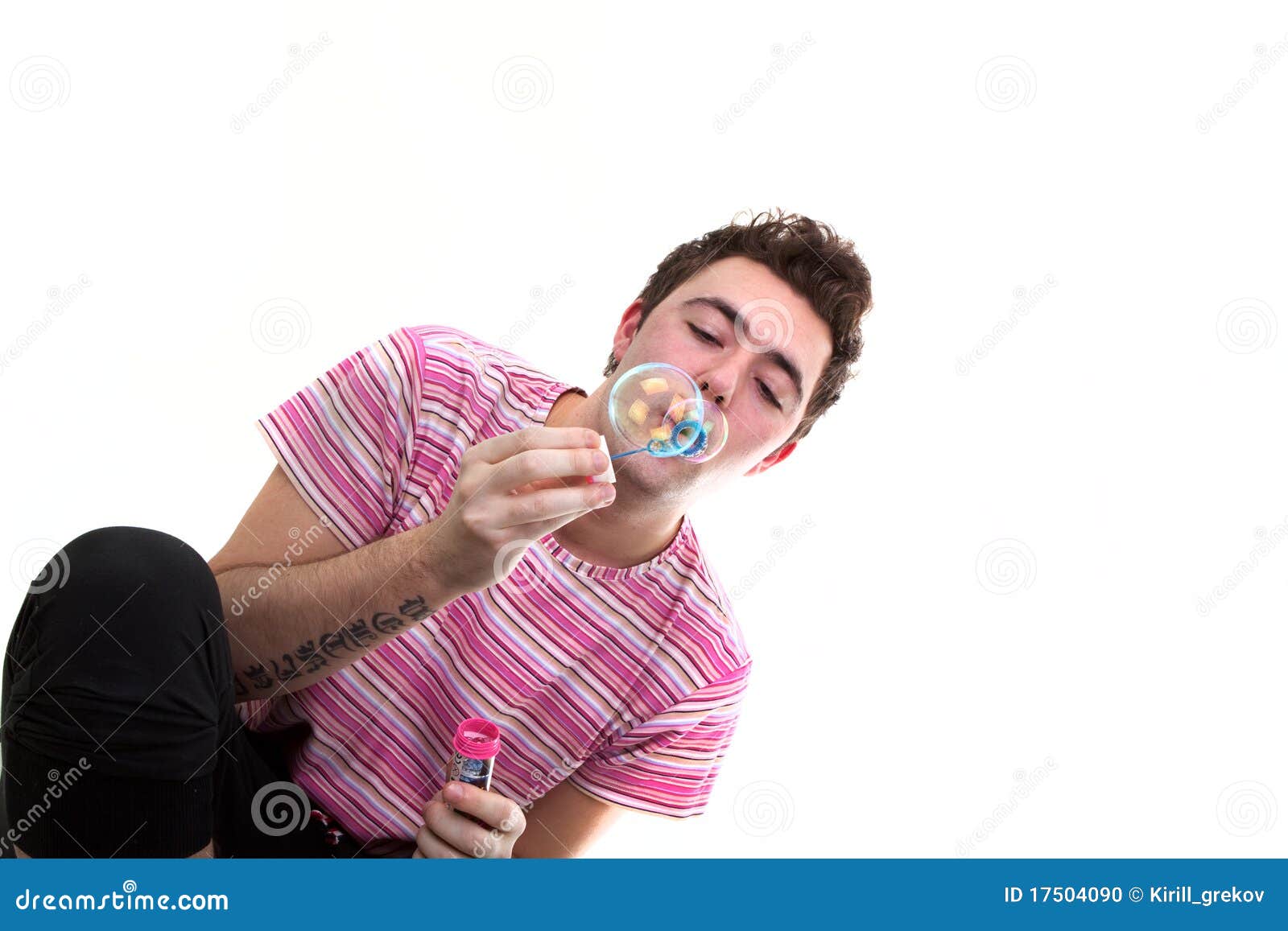 Man with bubbles stock photo. Image of color, tattoo 17504090