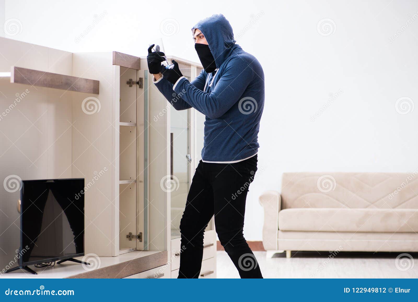The Man Burglar Stealing from House Stock Photo Image of gangster