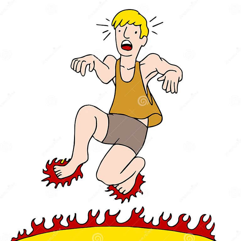 Man Burning Feet on Hot Surface Stock Vector Illustration of burning