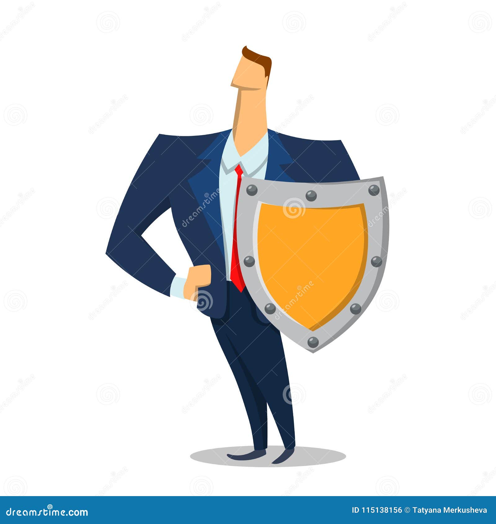 man in business suit with a shield looking forward. security and protection. protecting your personal data. gdpr, rgpd