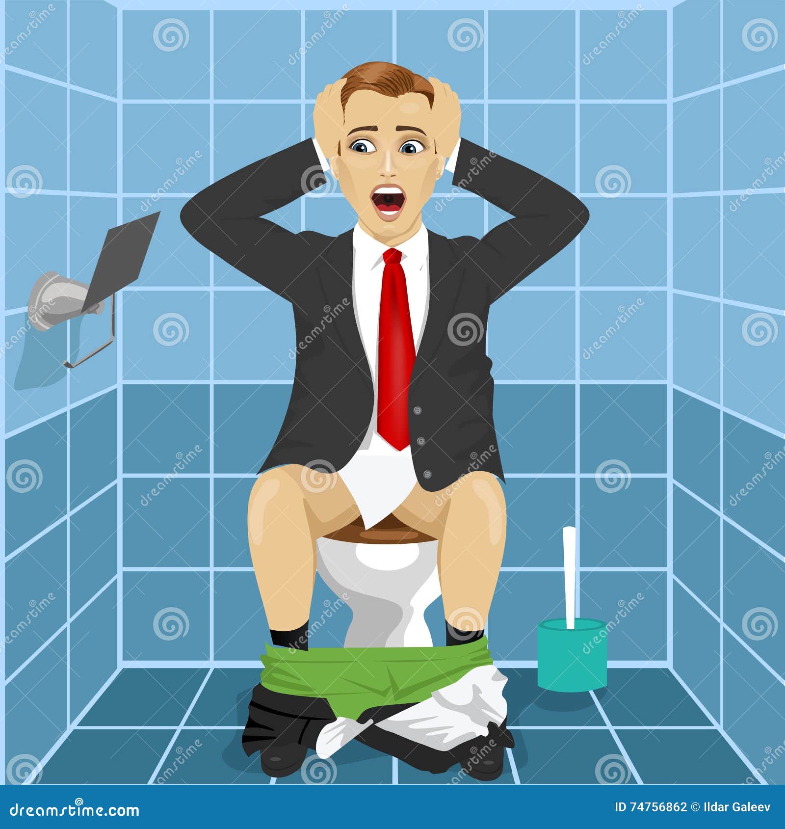 man-business-suit-sitting-toilet-seat-up