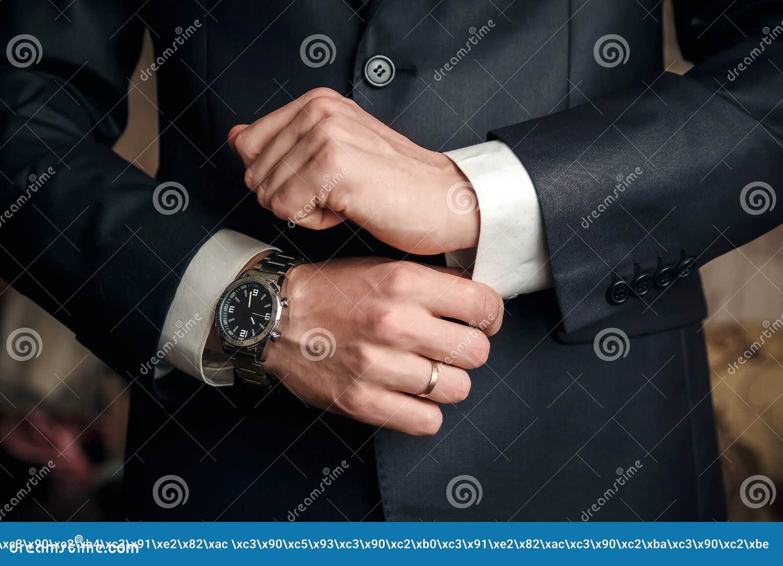 A Man Buttoning a Black Jacket Stock Photo - Image of accessories, coat ...