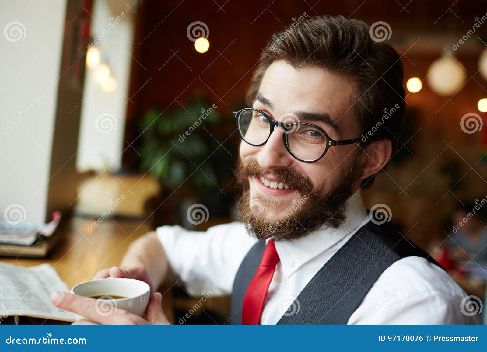 Man in cafe stock photo. Image of owner, young, coffeebreak - 97170076