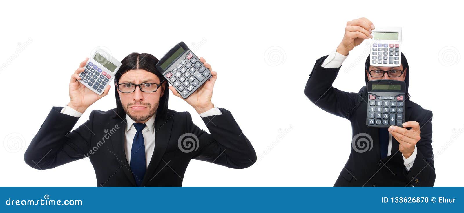 The Man with Calculator Isolated on White Stock Photo Image of