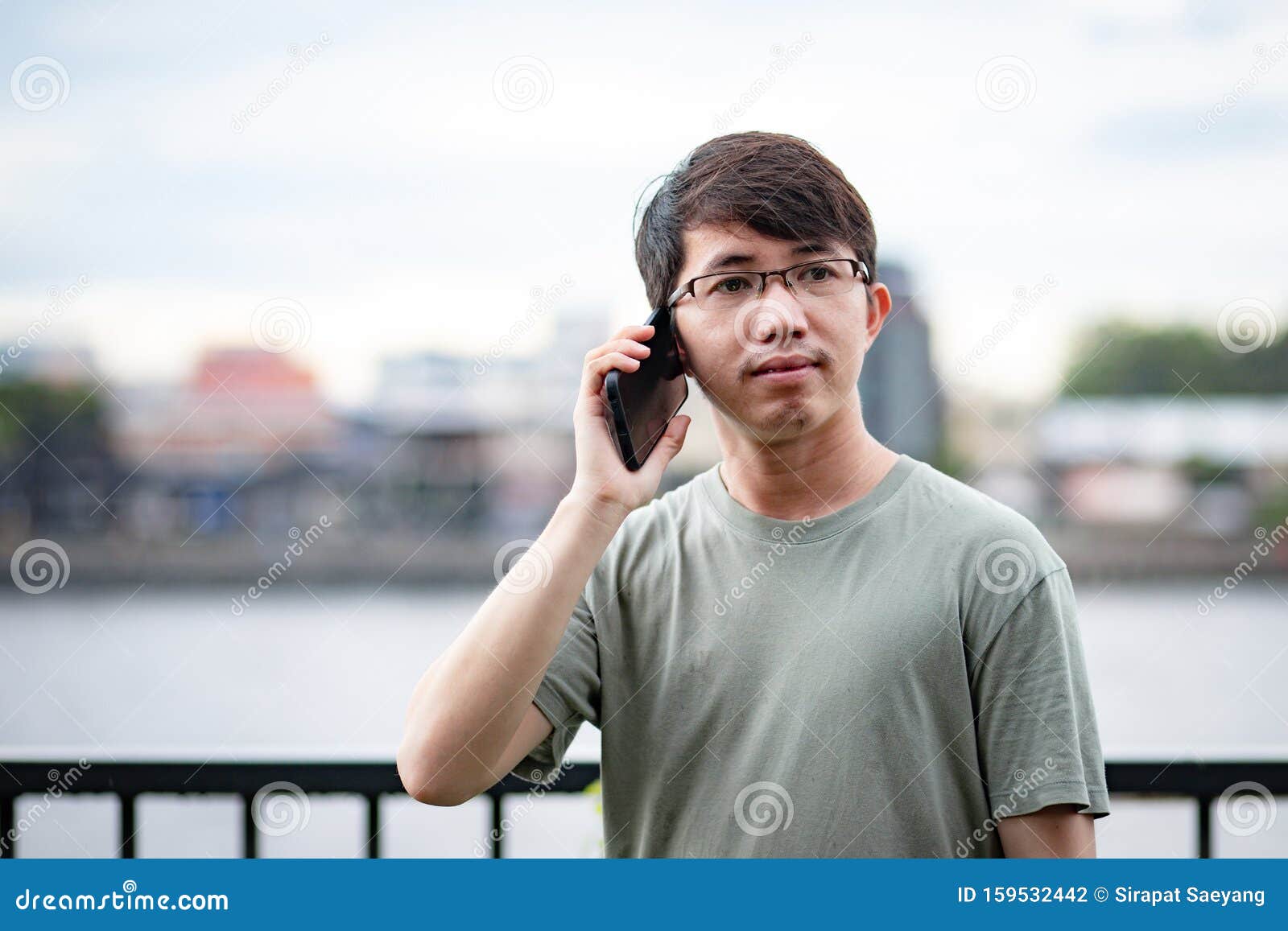 Man with Eyeglasses Talking on Phone Stock Photo Image of lifestyle