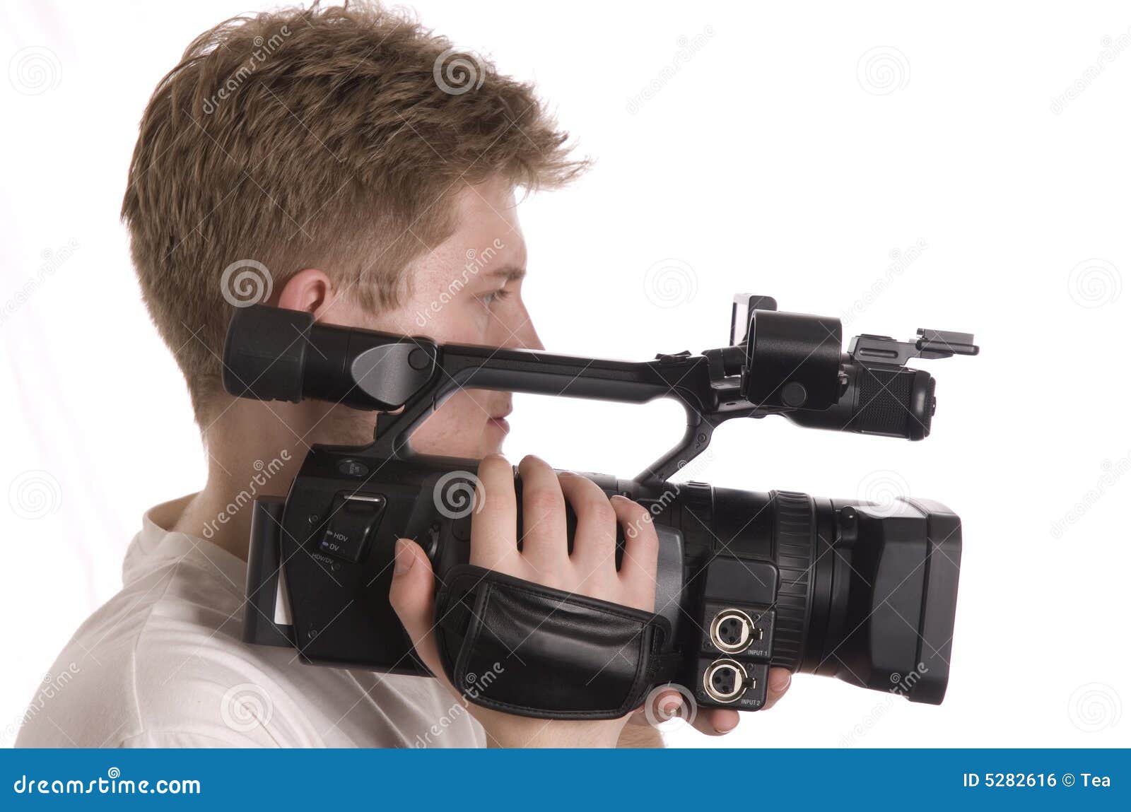 Man with camcorder stock photo. Image of isolated, blind 5282616