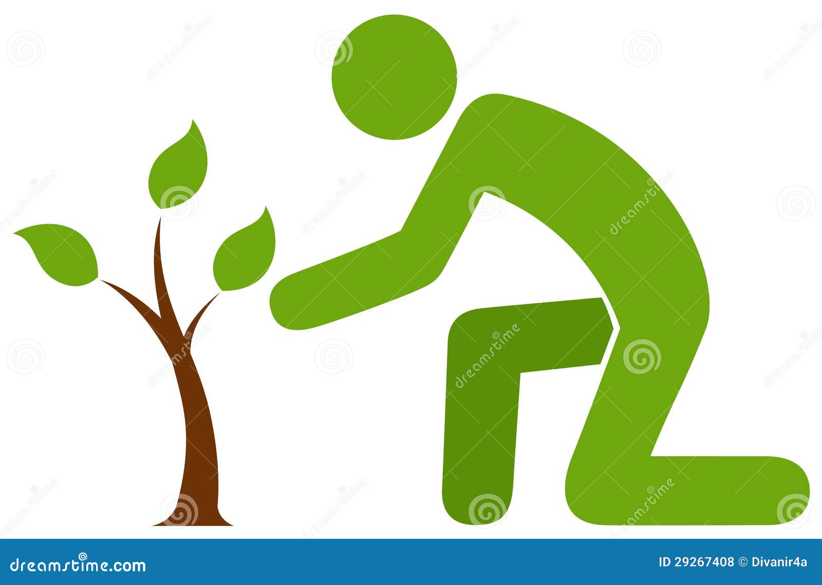 Man caring for little tree stock illustration. Illustration of icon
