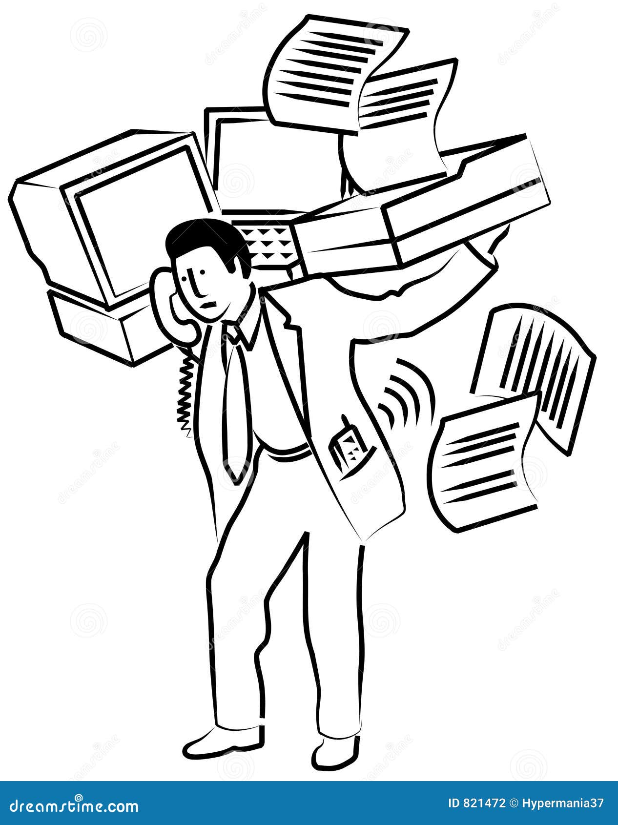 Man Carrying Office Equipment Stock Illustration - Illustration of ...