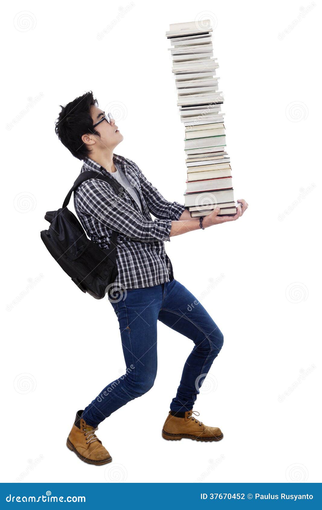 Man Carrying A Pile Of Books Stock Photo - Image: 37670452