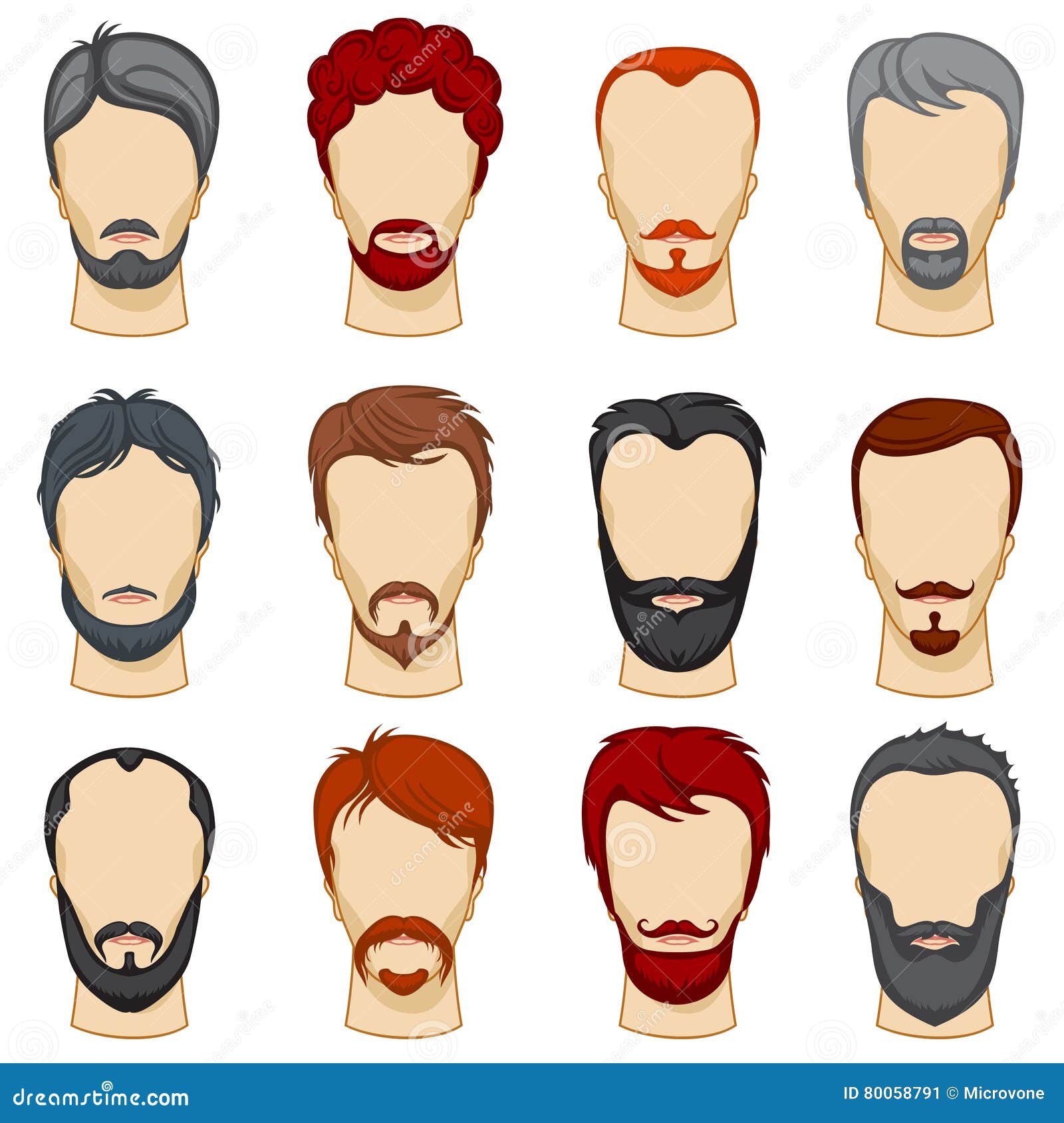 Man Cartoon Hairstyles Vector Collection Stock Vector - Illustration of