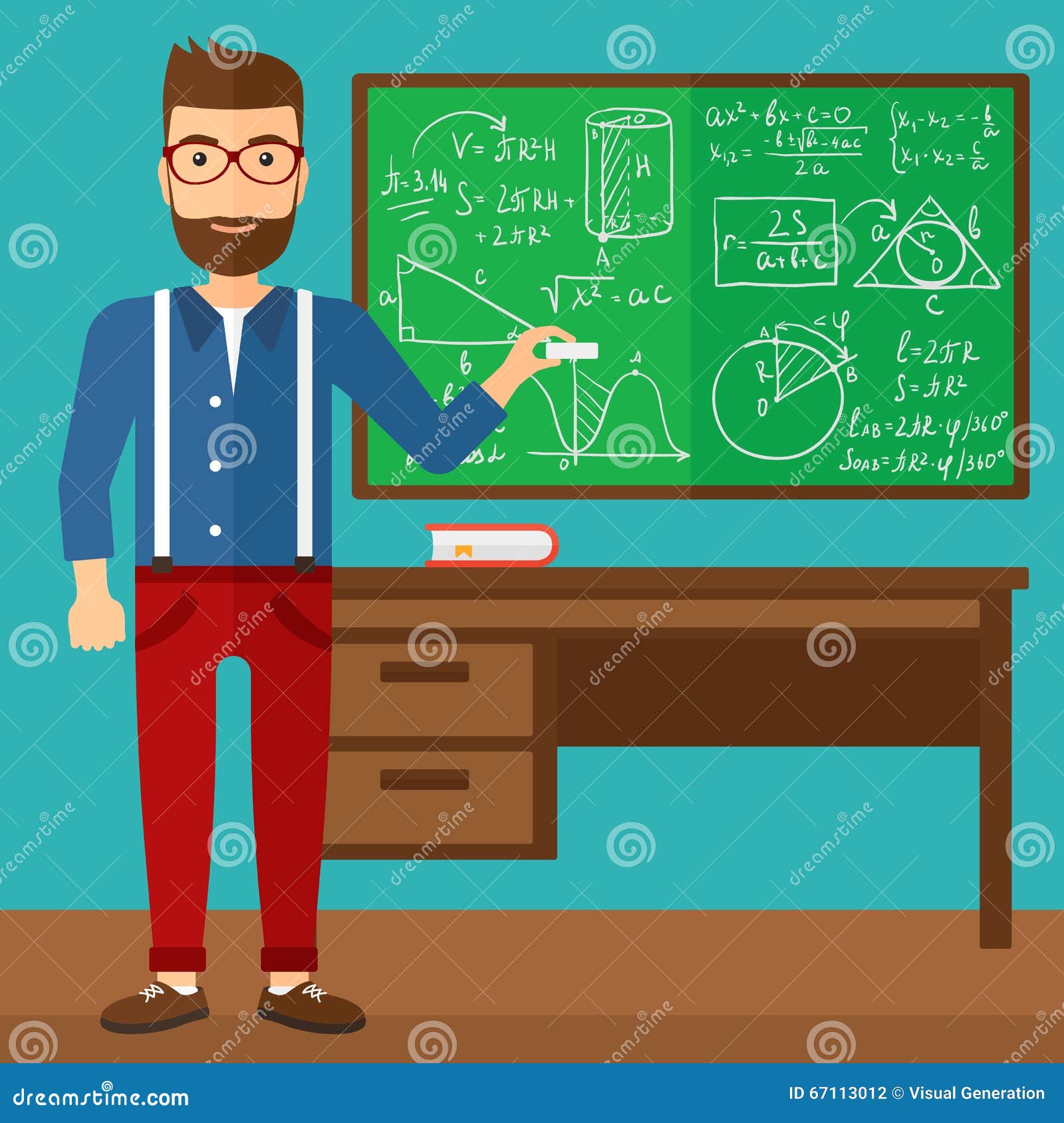 Man with chalk in hand. stock vector. Illustration of indoor 67113012